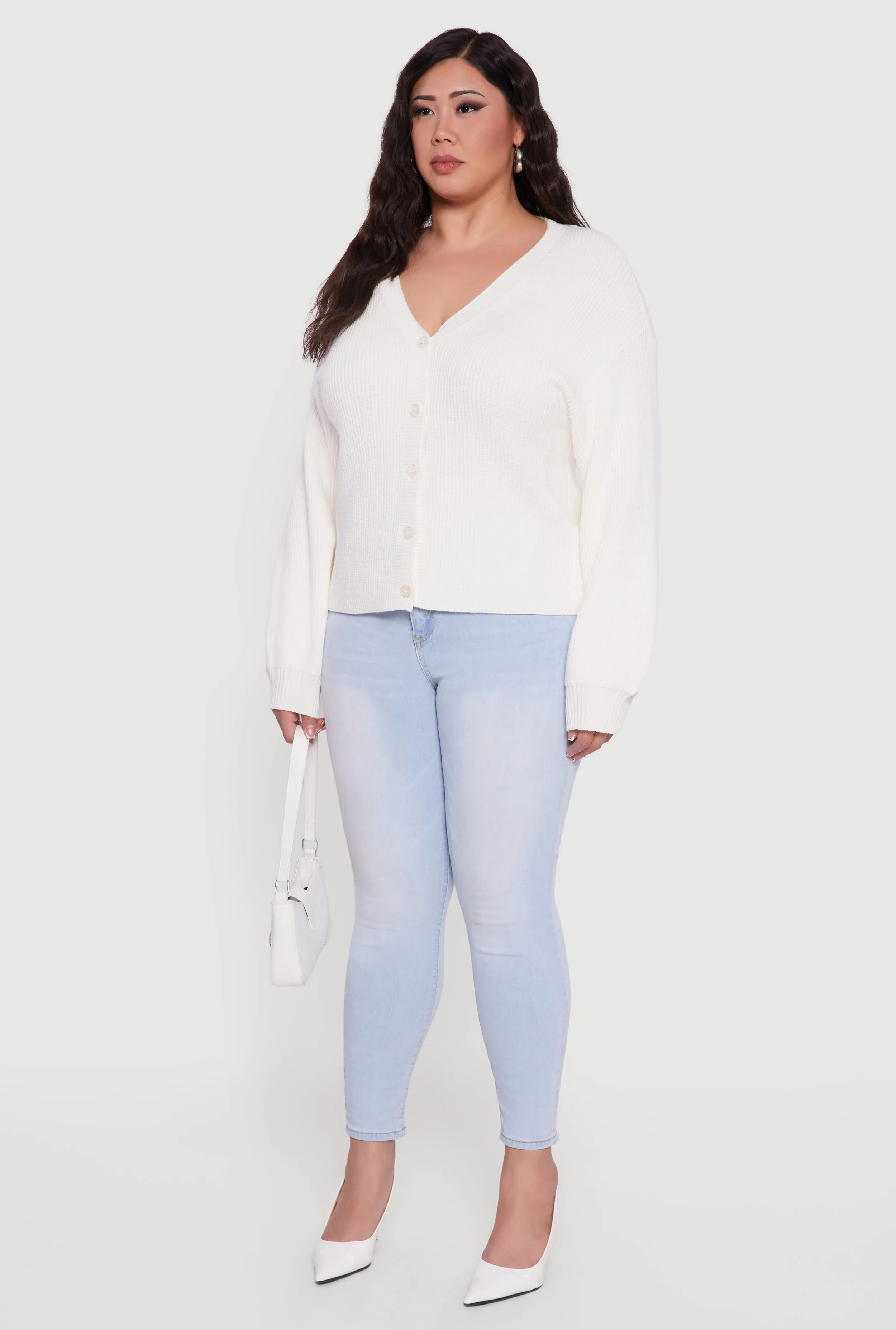 Plus Size Knitted Button Front Cardigan sold by Rainbow product image thumbnail 5