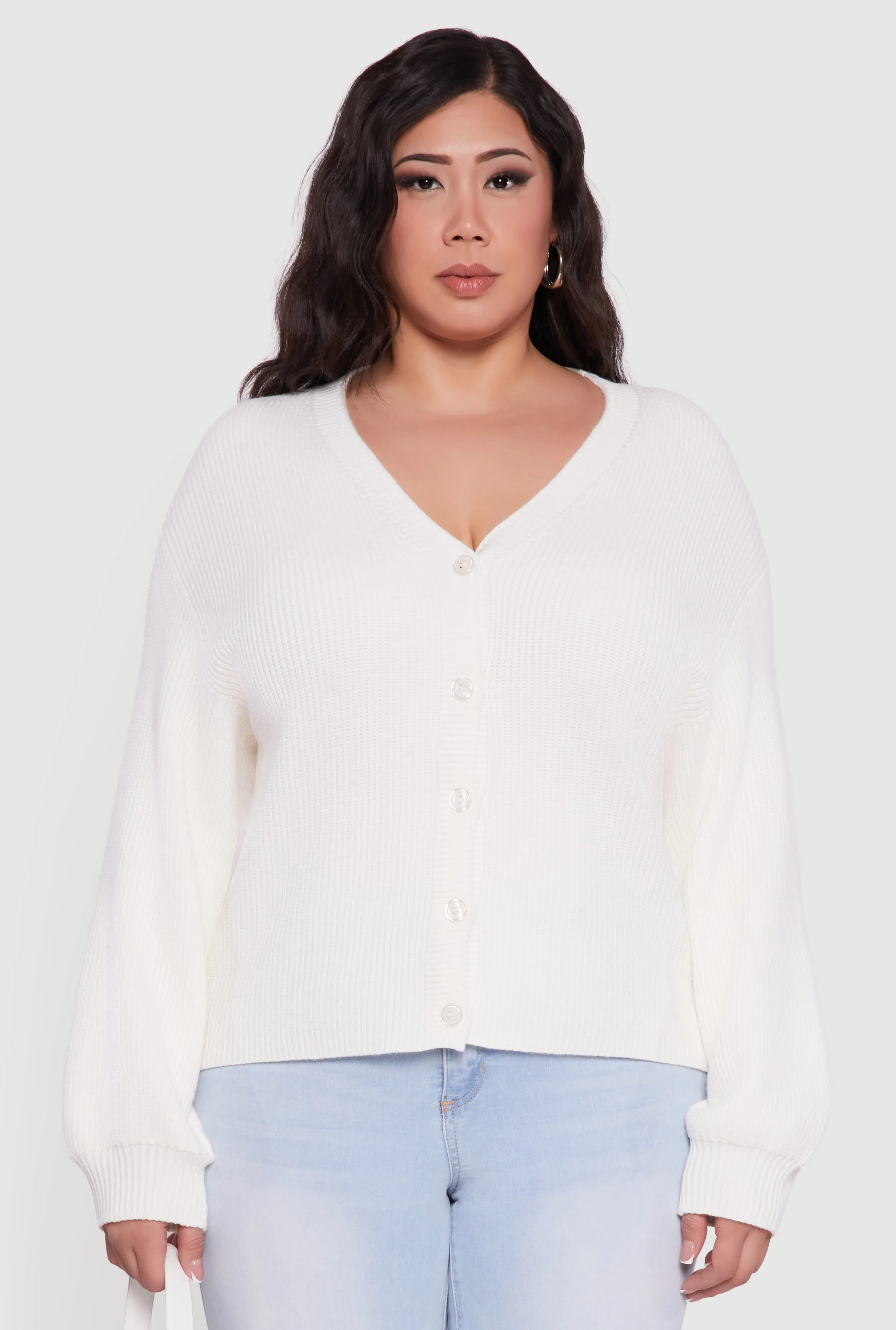 Plus Size Knitted Button Front Cardigan sold by Rainbow product image thumbnail 2