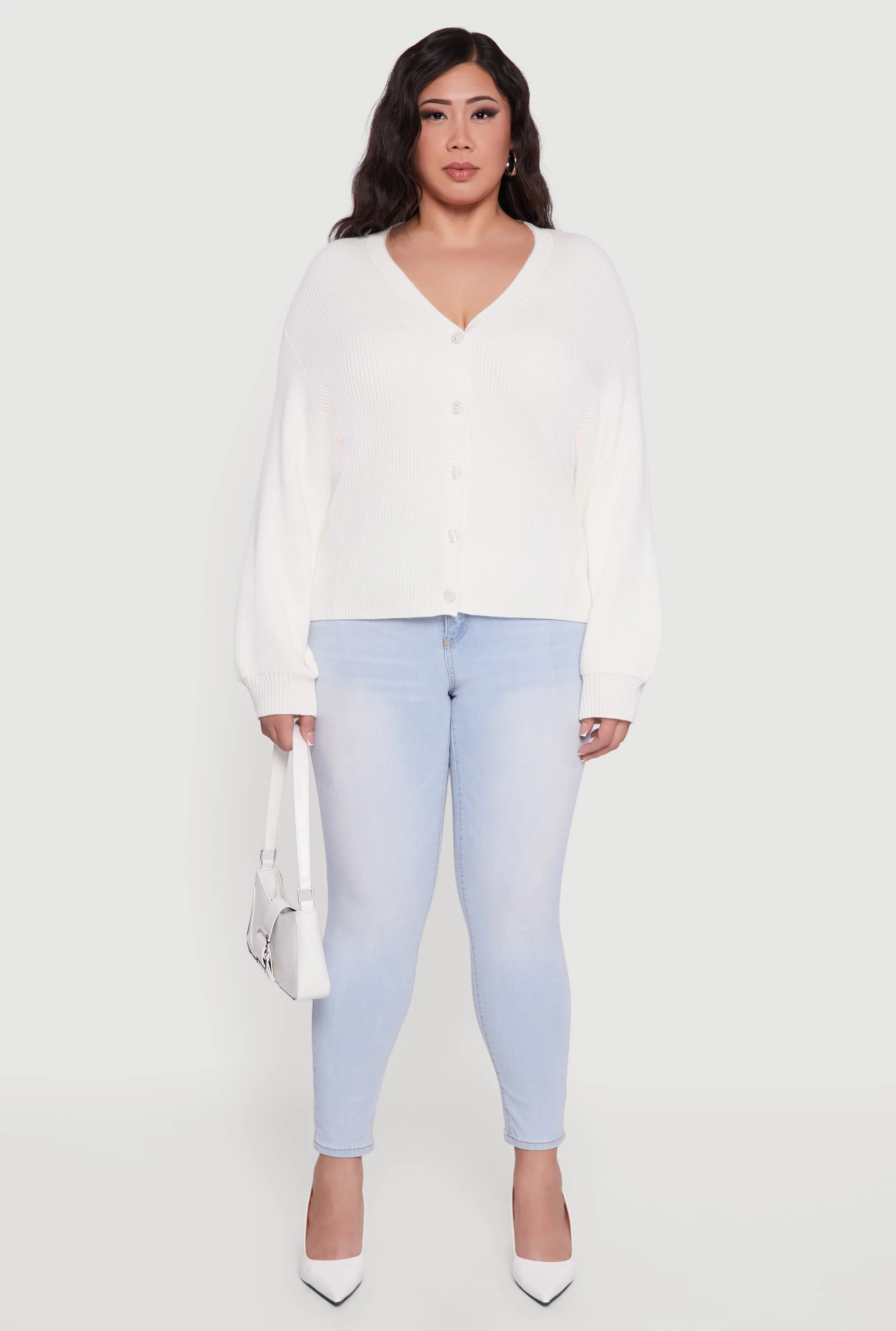 Plus Size Knitted Button Front Cardigan sold by Rainbow product image thumbnail 3