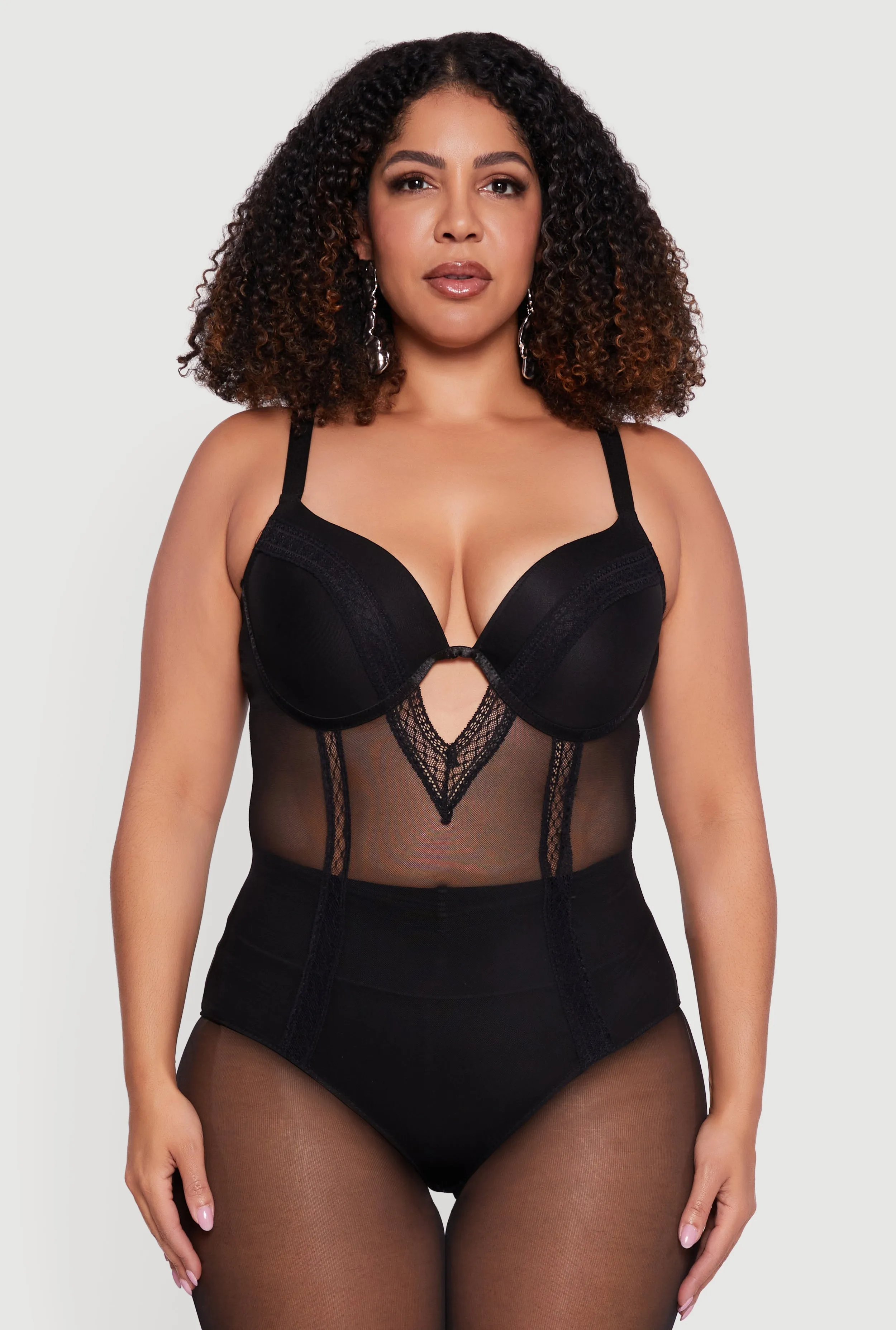 Plus Size Keyhole Detail Mesh Bodysuit sold by Rainbow product image thumbnail 2
