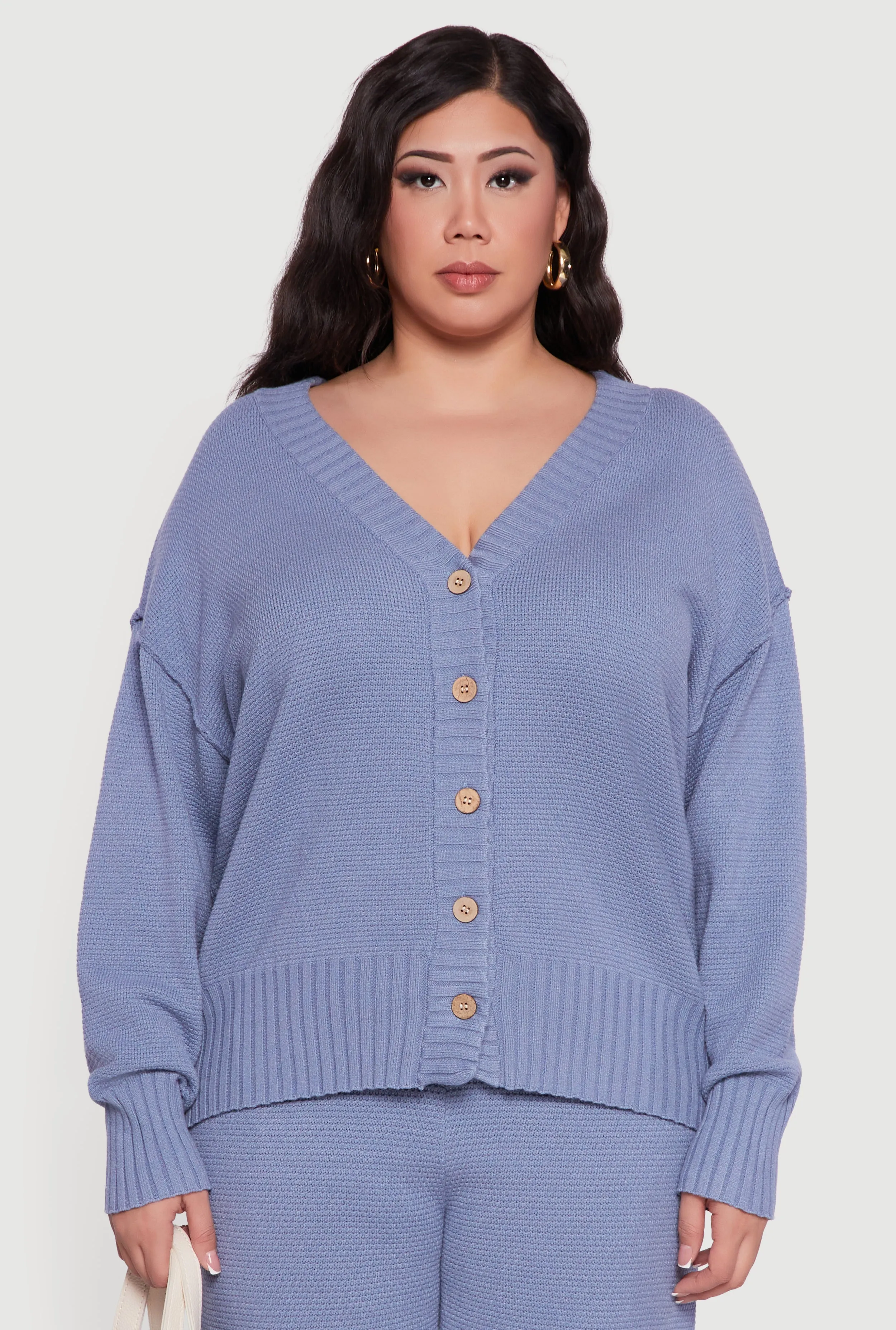 Plus Size Drop Sleeve Button Front Cardigan sold by Rainbow product image thumbnail 4
