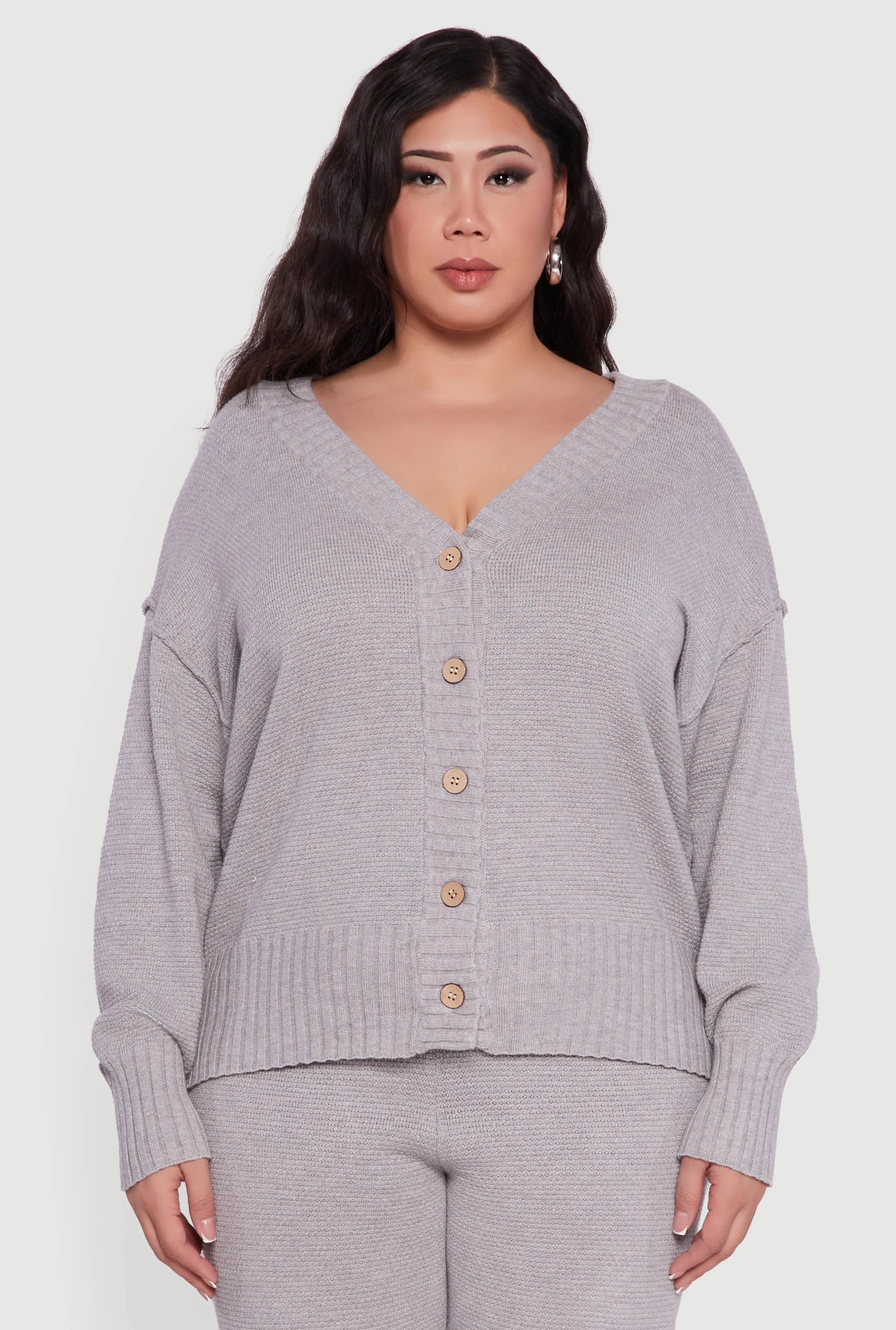 Plus Size Drop Sleeve Button Front Cardigan sold by Rainbow product image thumbnail 2