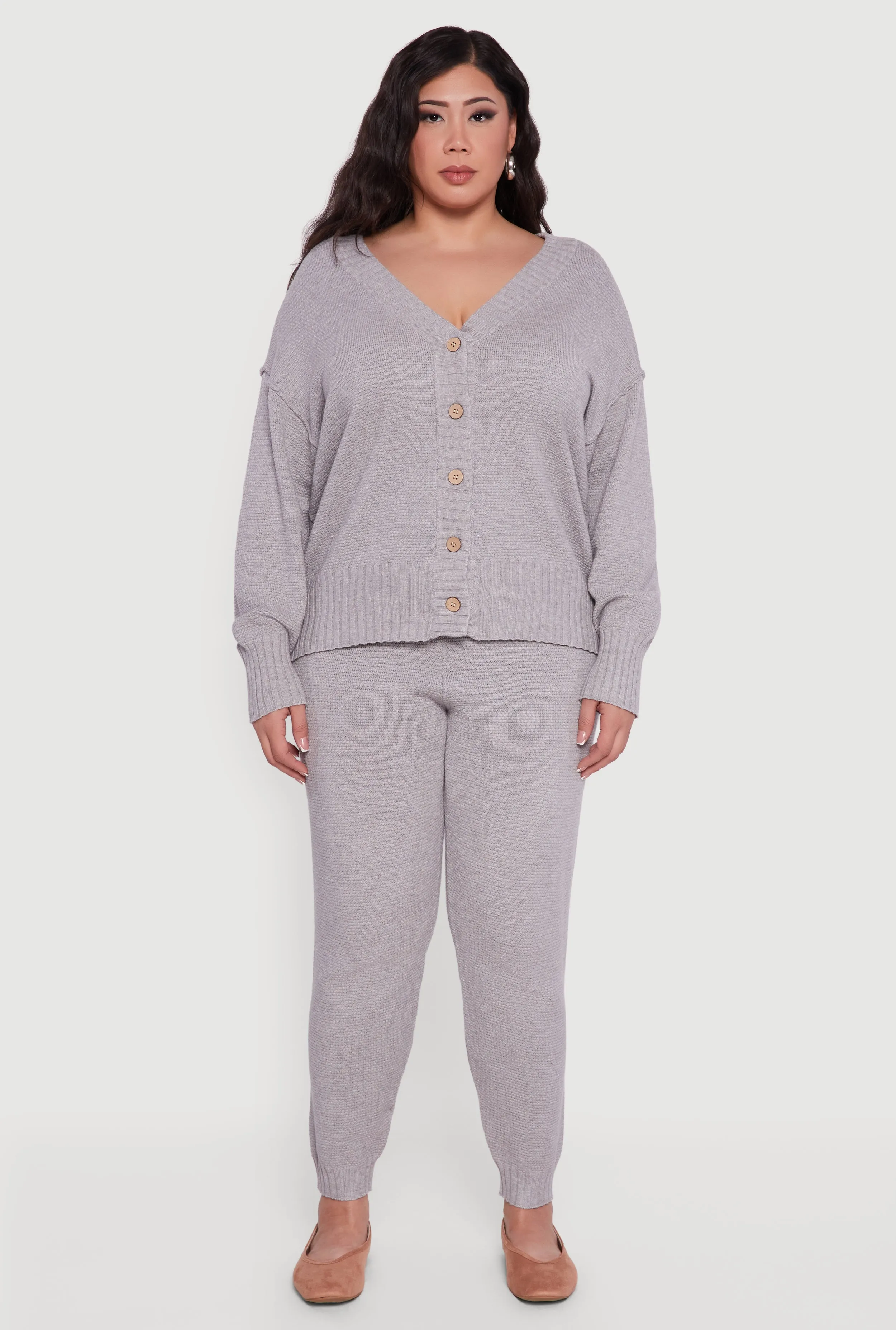 Plus Size Drop Sleeve Button Front Cardigan sold by Rainbow product image thumbnail 3