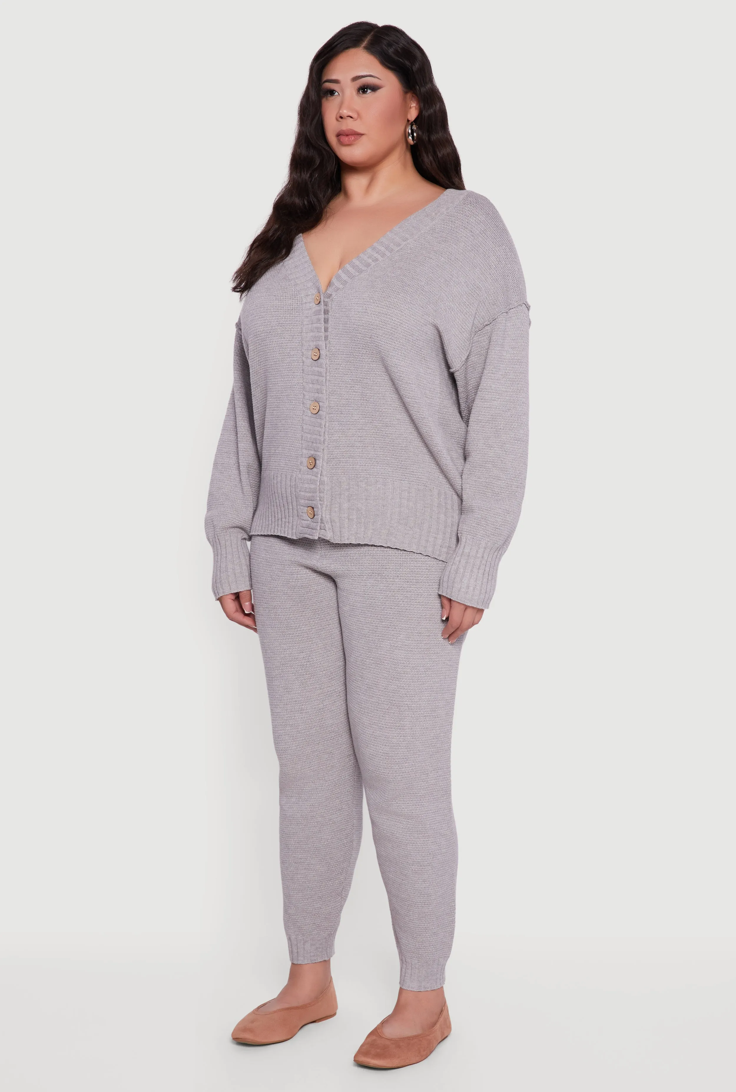 Plus Size Drop Sleeve Button Front Cardigan sold by Rainbow product image thumbnail 5