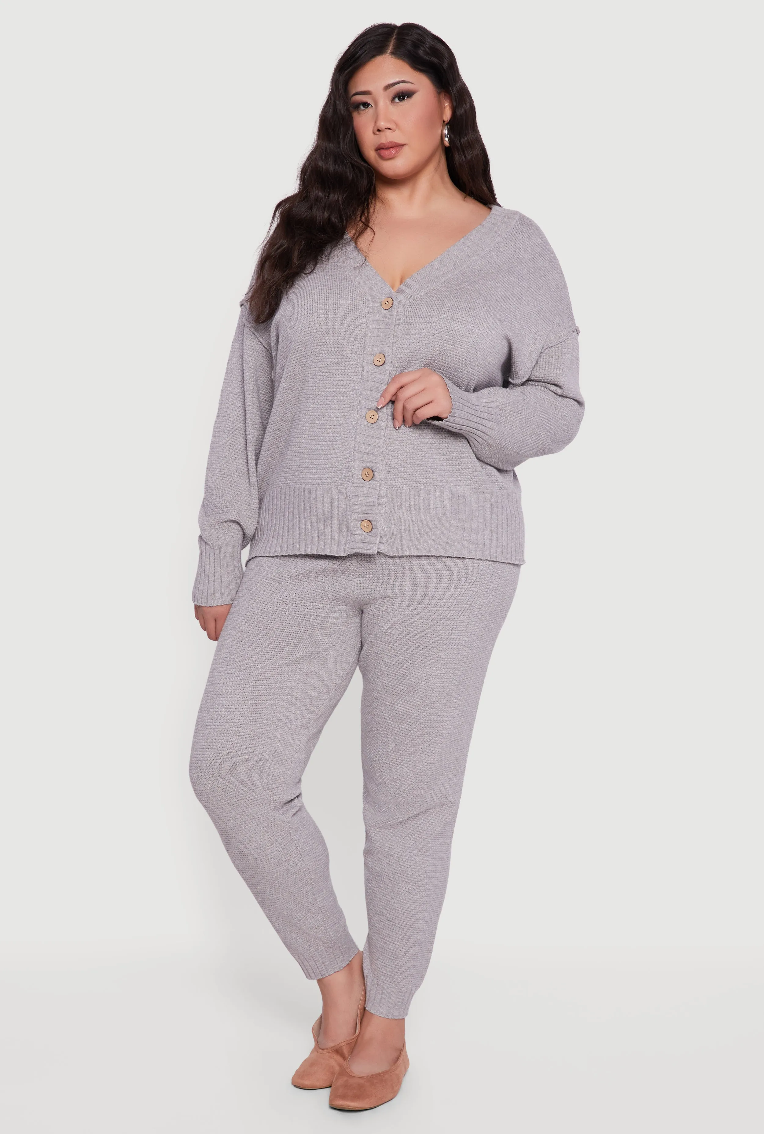 Plus Size Drop Sleeve Button Front Cardigan sold by Rainbow product image thumbnail 2