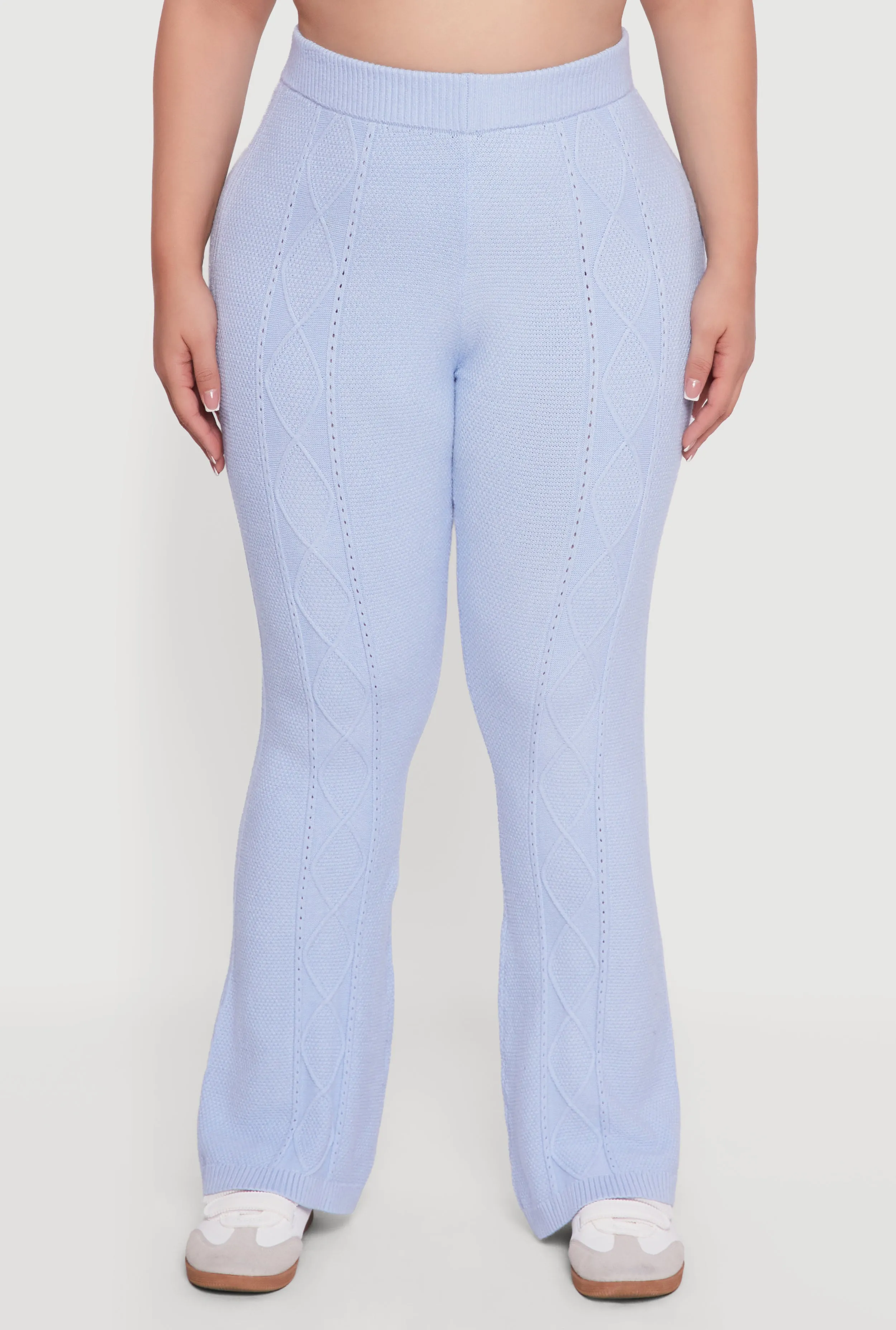 Plus Size High Waisted Cable Knit Flare Leg Pants sold by Rainbow product image thumbnail 3