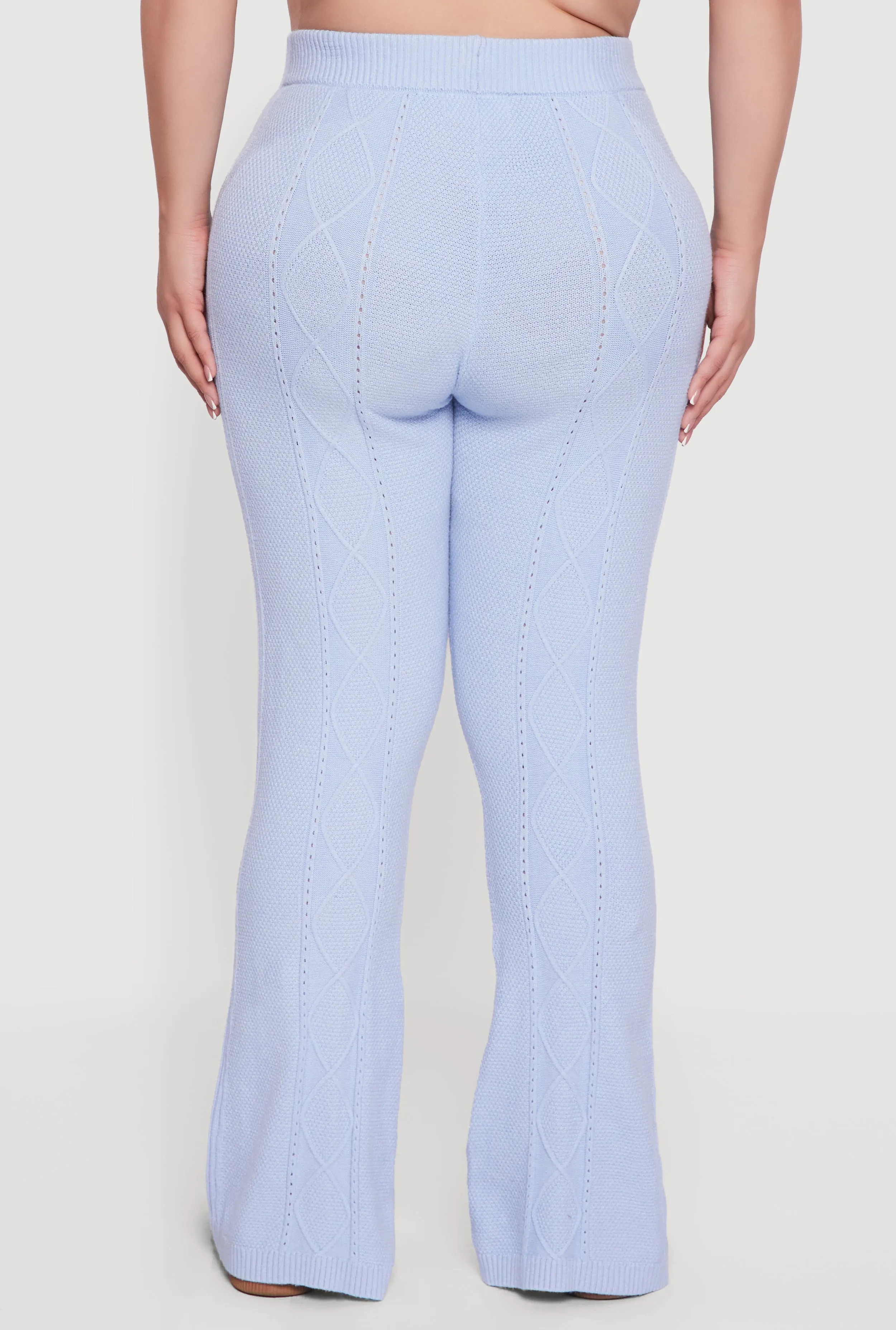 Plus Size High Waisted Cable Knit Flare Leg Pants sold by Rainbow product image thumbnail 5