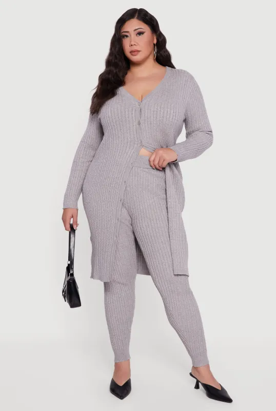 Plus Size Cable Knit High Waisted Leggings sold by Rainbow