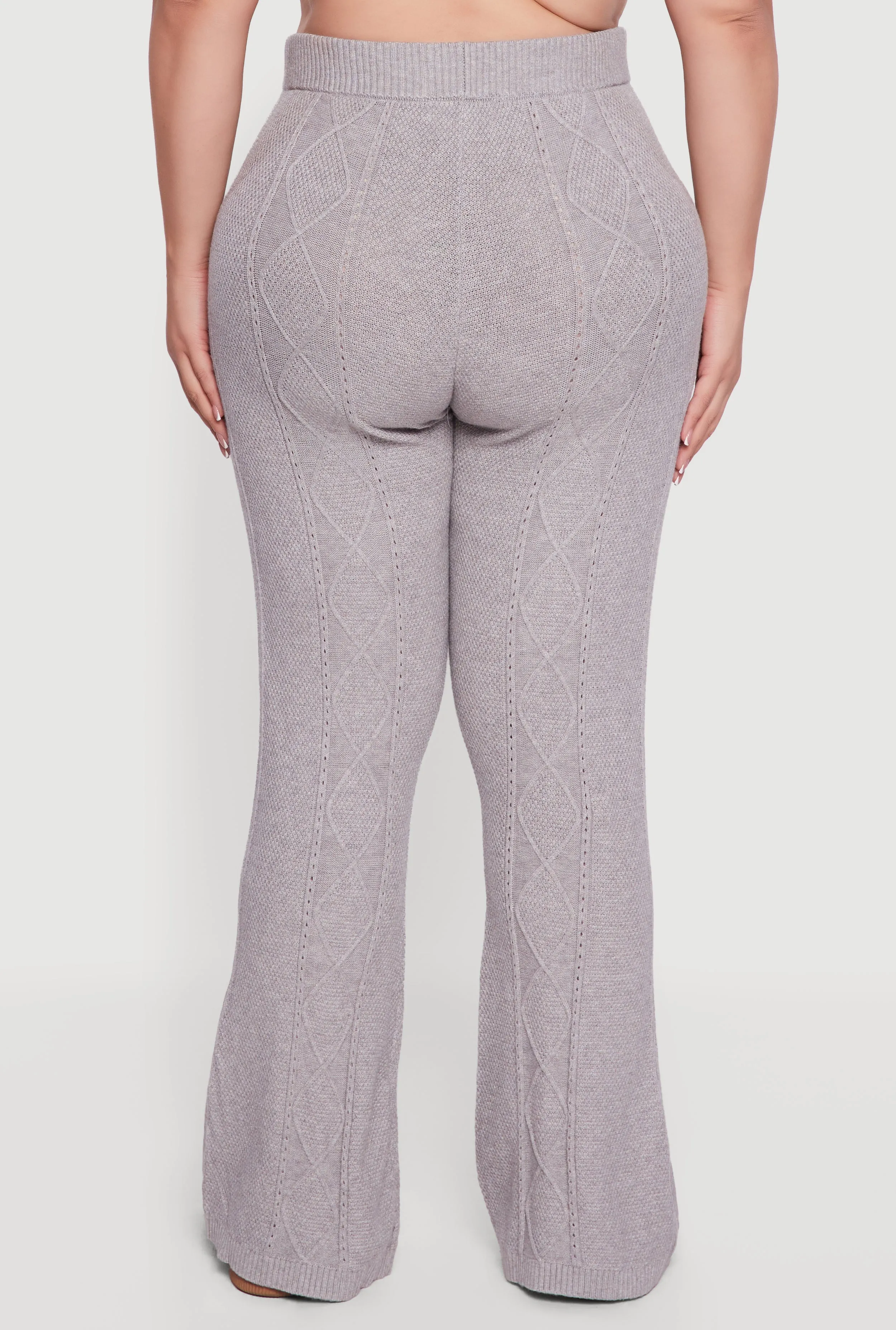 Plus Size High Waisted Cable Knit Flare Leg Pants sold by Rainbow product image thumbnail 5
