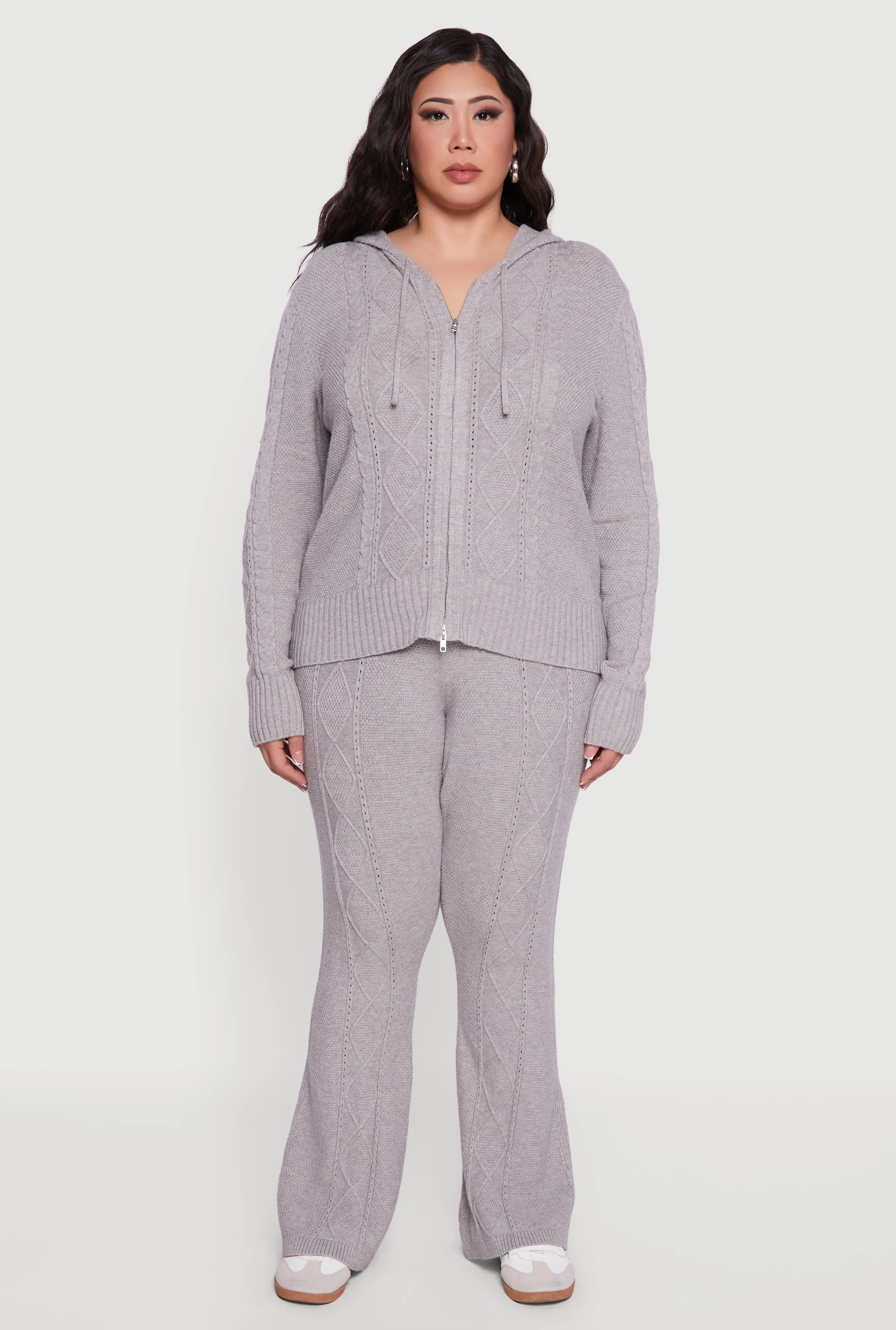 Plus Size High Waisted Cable Knit Flare Leg Pants sold by Rainbow product image thumbnail 2