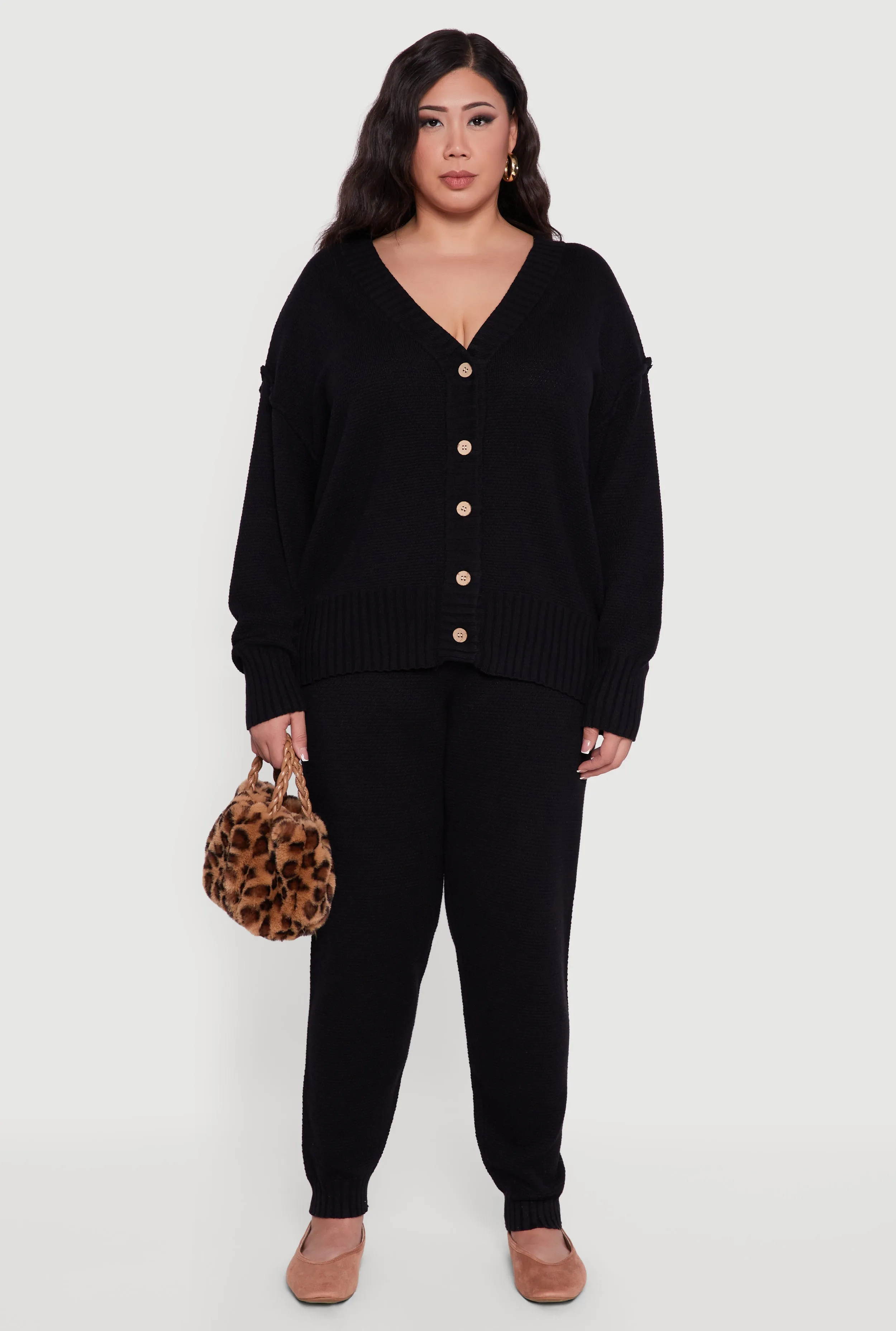 Plus Size Drop Sleeve Button Front Cardigan sold by Rainbow product image thumbnail 3