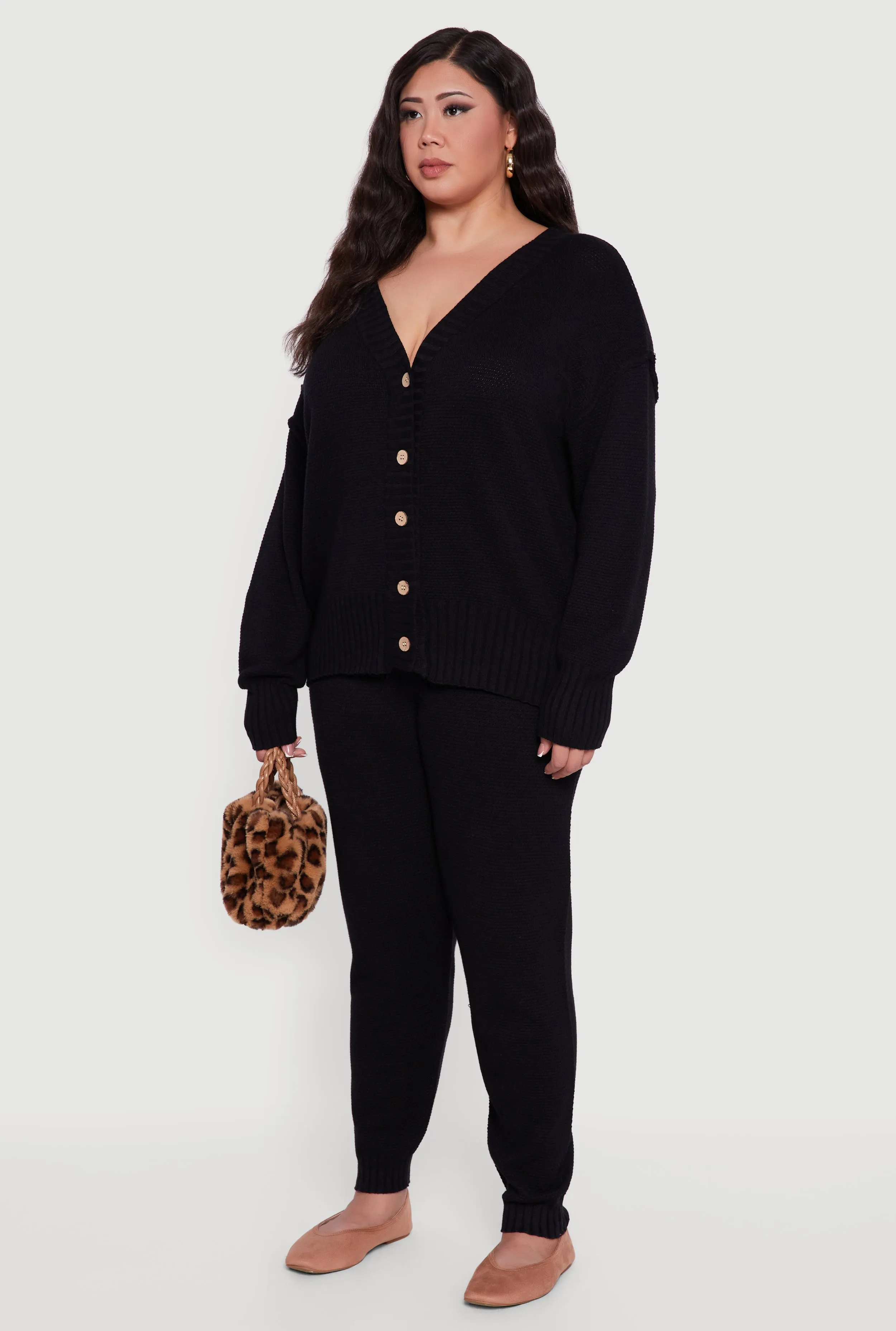 Plus Size Drop Sleeve Button Front Cardigan sold by Rainbow product image thumbnail 5