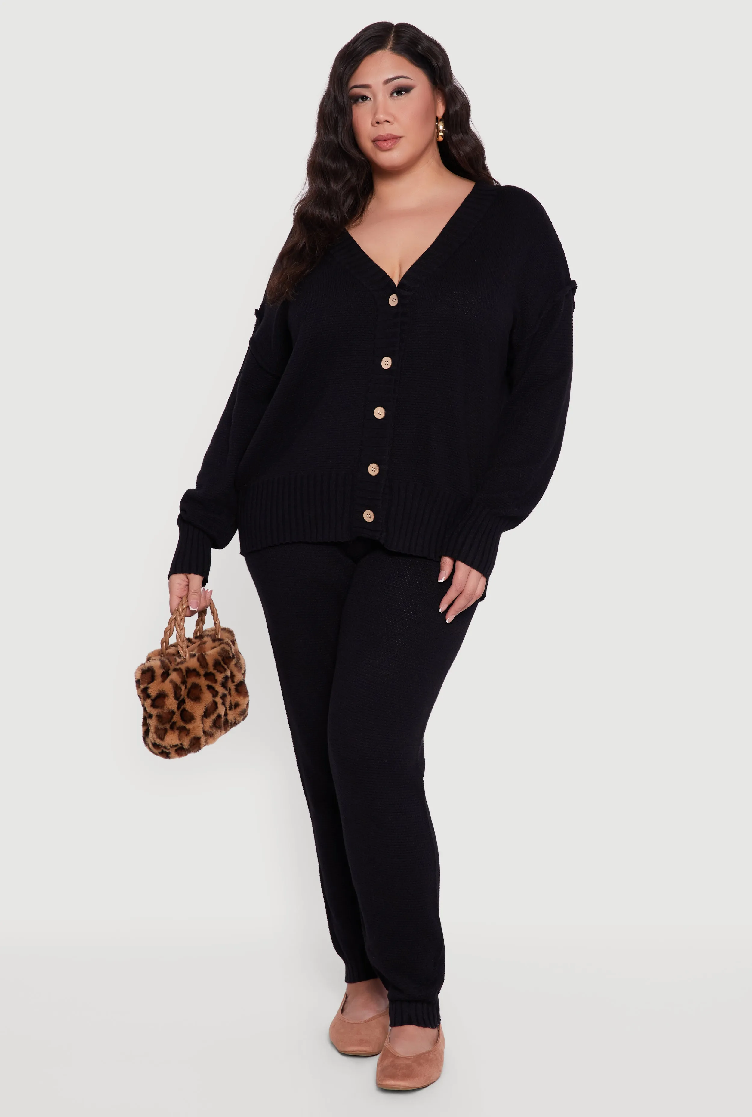 Plus Size Drop Sleeve Button Front Cardigan sold by Rainbow product image thumbnail 2