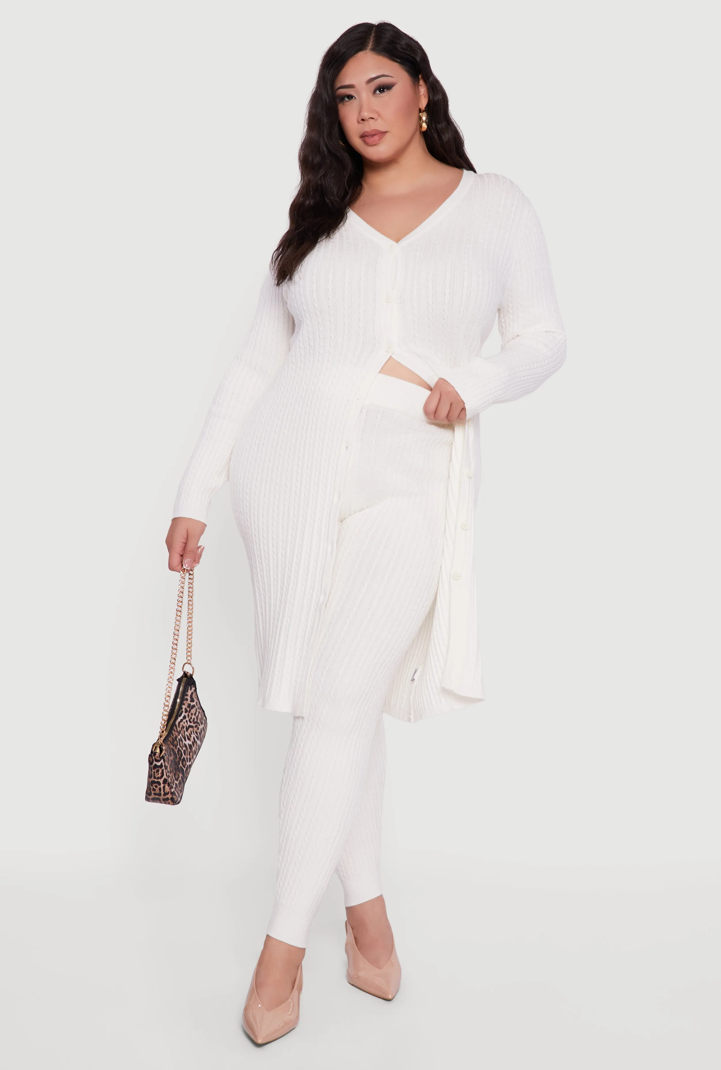 Plus Size Cable Knit High Waisted Leggings sold by Rainbow