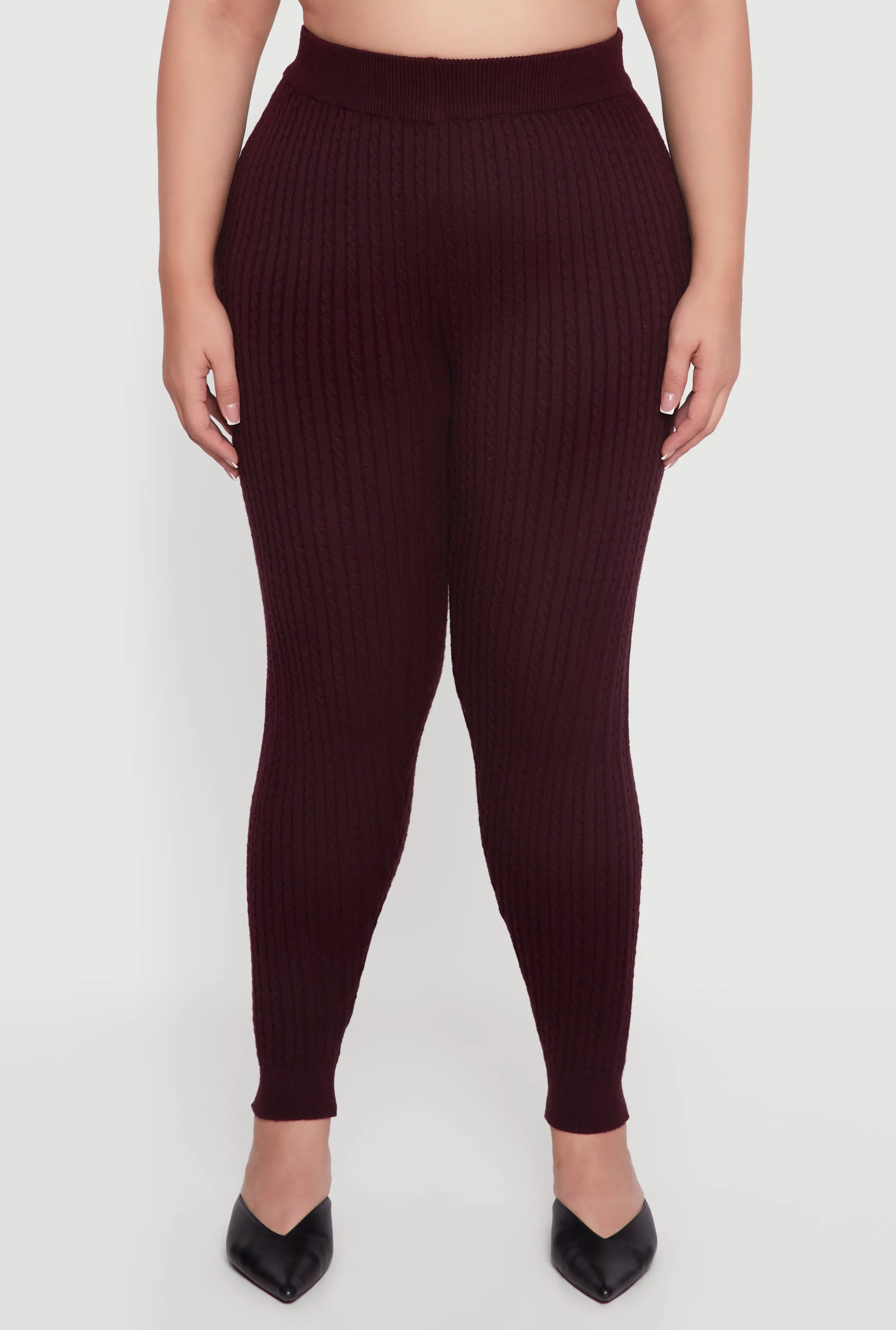 Plus Size Cable Knit High Waisted Leggings sold by Rainbow product image thumbnail 3