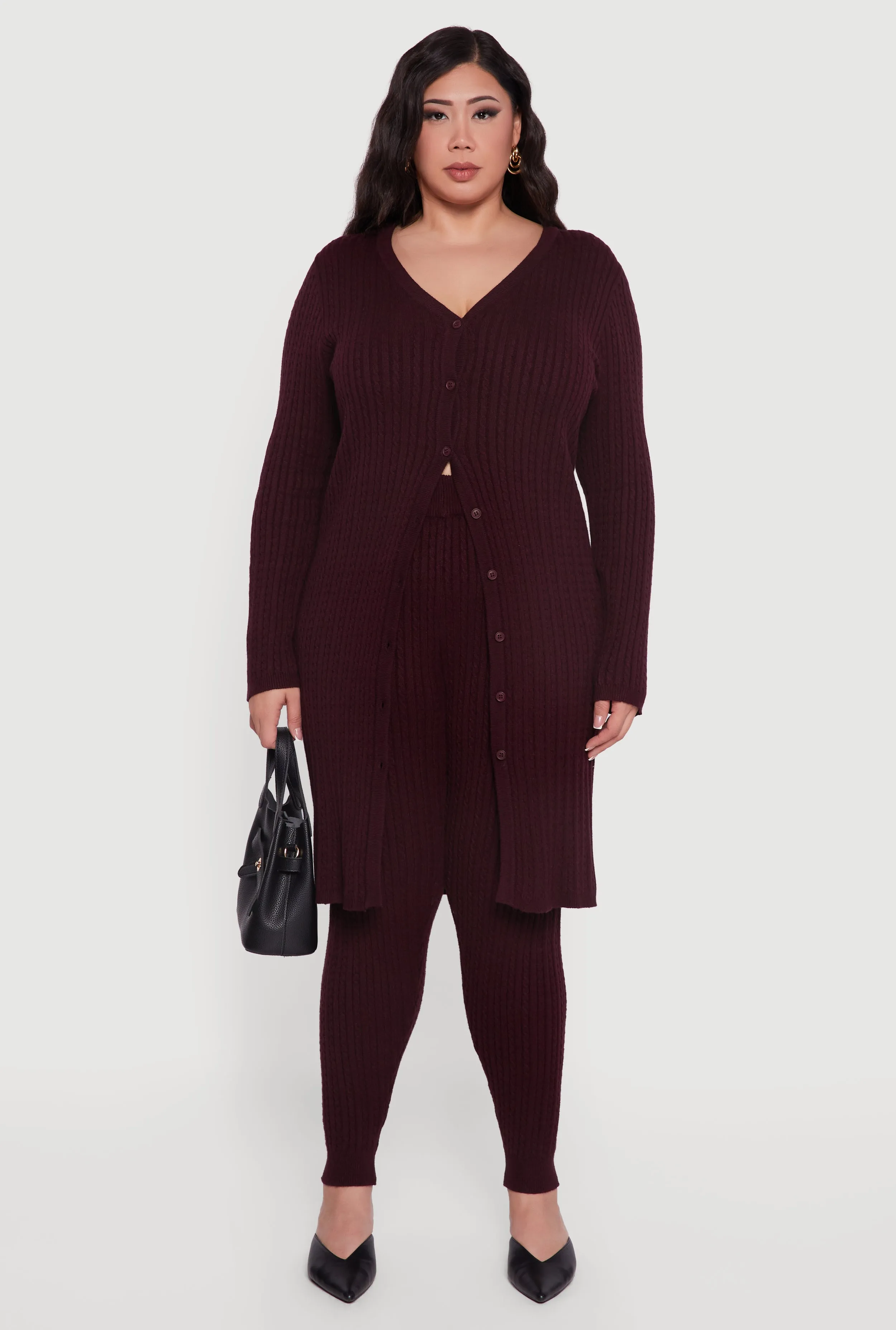 Plus Size Cable Knit High Waisted Leggings sold by Rainbow product image thumbnail 2