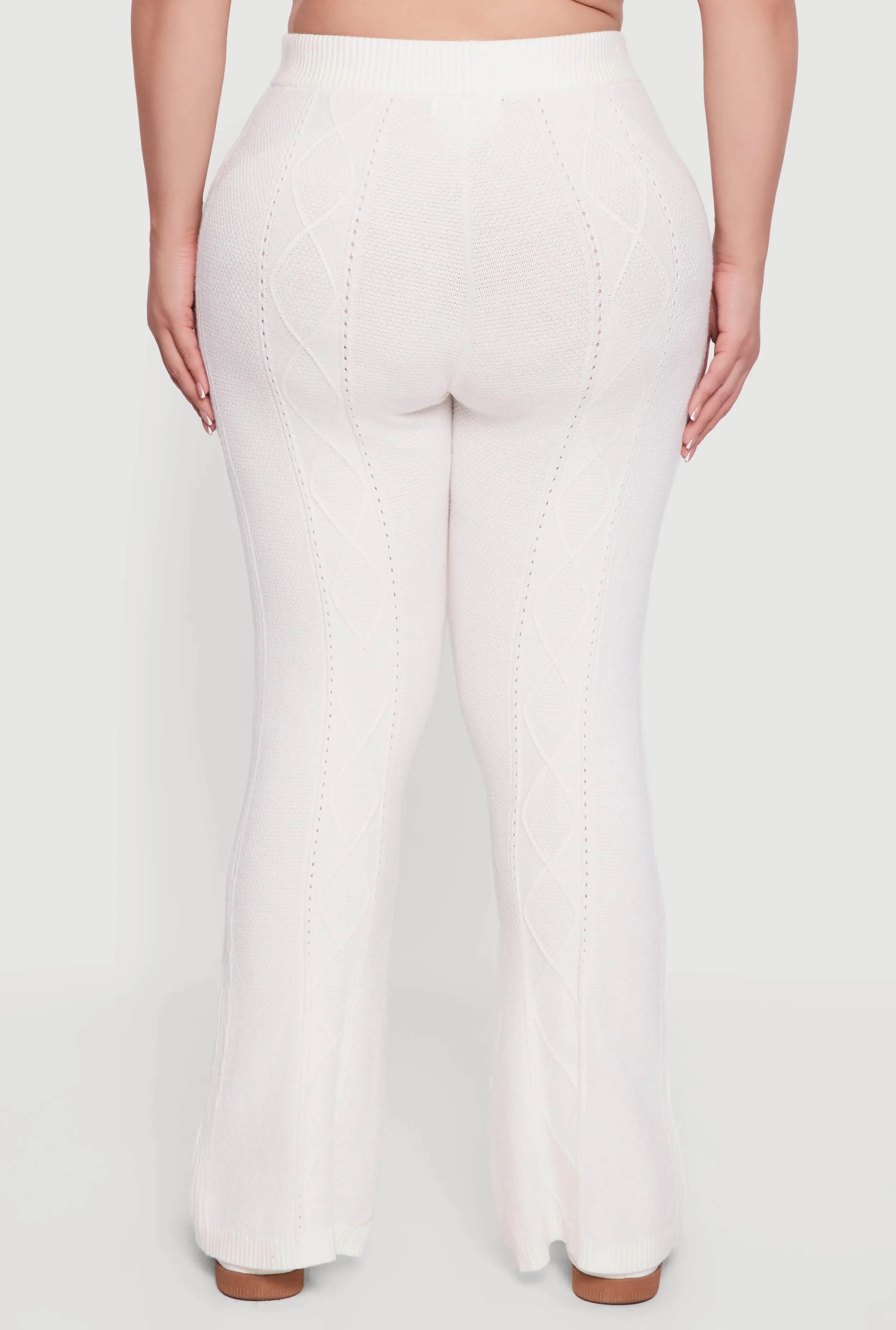 Plus Size High Waisted Cable Knit Flare Leg Pants sold by Rainbow product image thumbnail 5