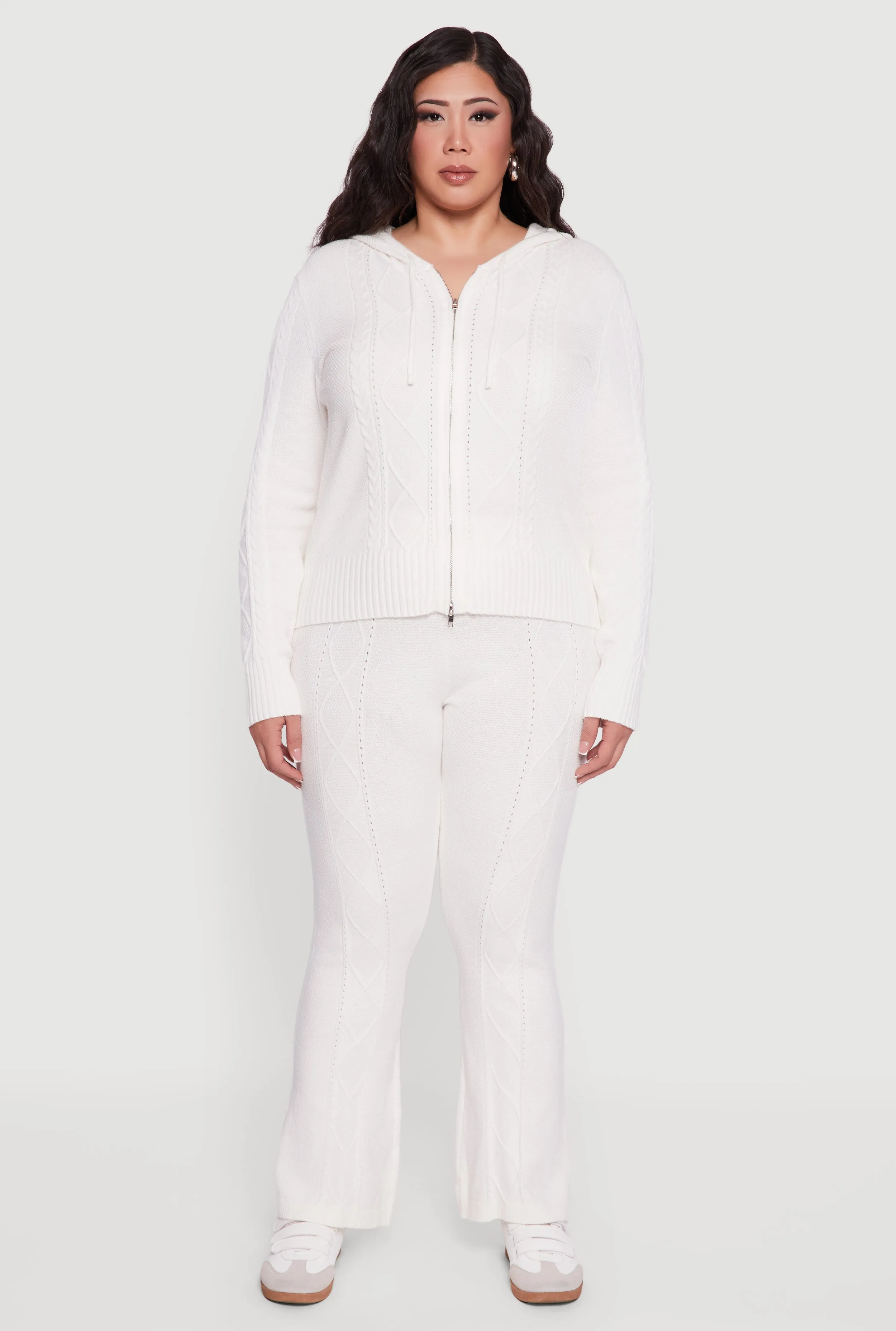 Plus Size High Waisted Cable Knit Flare Leg Pants sold by Rainbow product image thumbnail 2