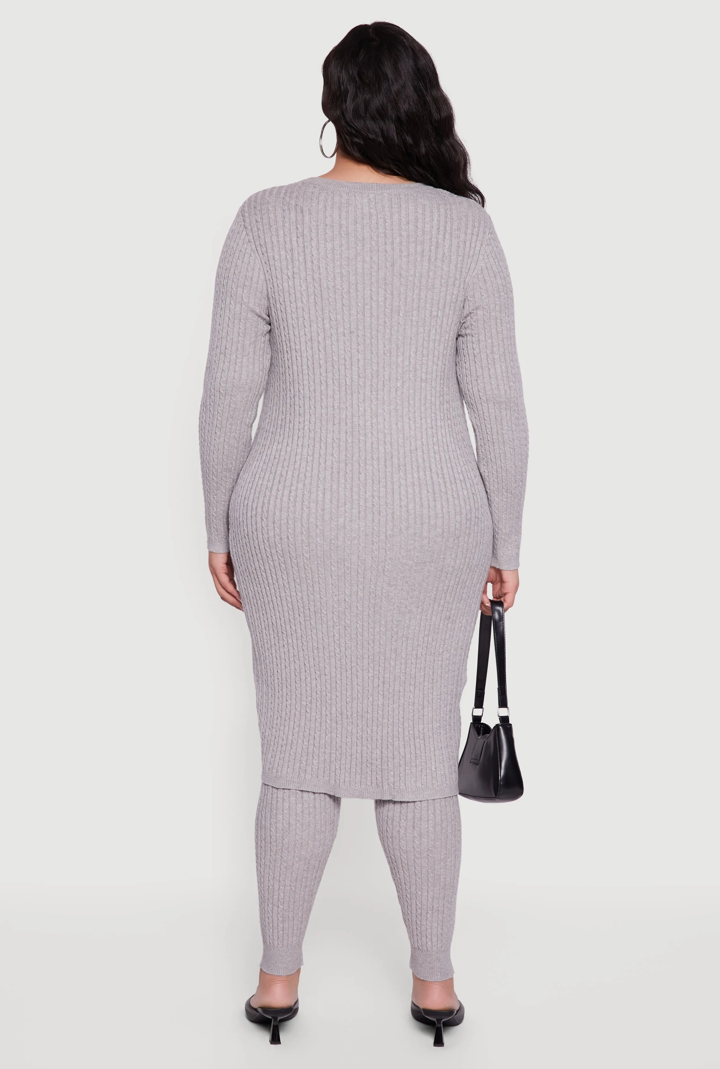 Plus Size Button Front Cable Knit Long Cardigan sold by Rainbow product image thumbnail 5