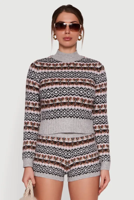 Almost Famous Fair Isle Mock Neck Long Sleeve Sweater sold by Rainbow