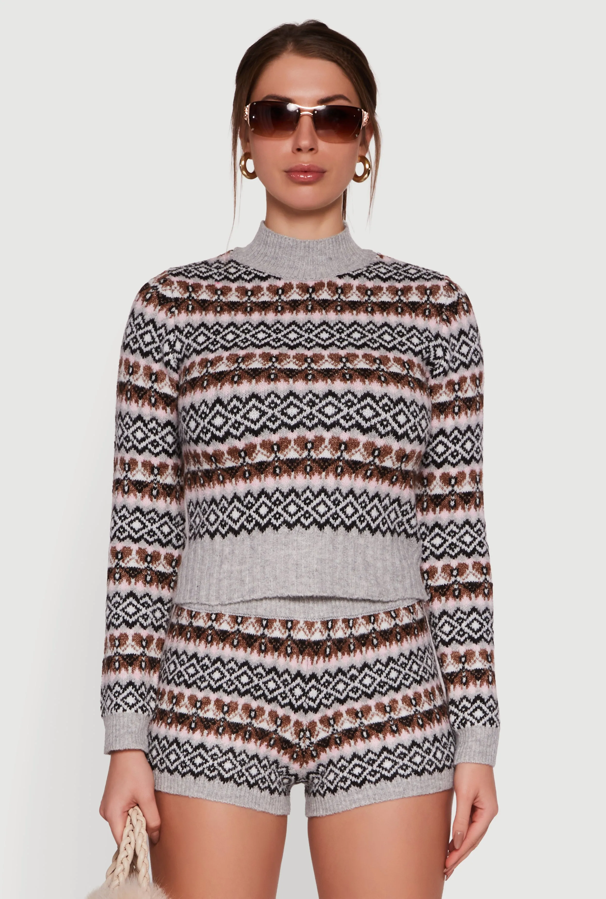 Almost Famous Fair Isle Mock Neck Long Sleeve Sweater sold by Rainbow