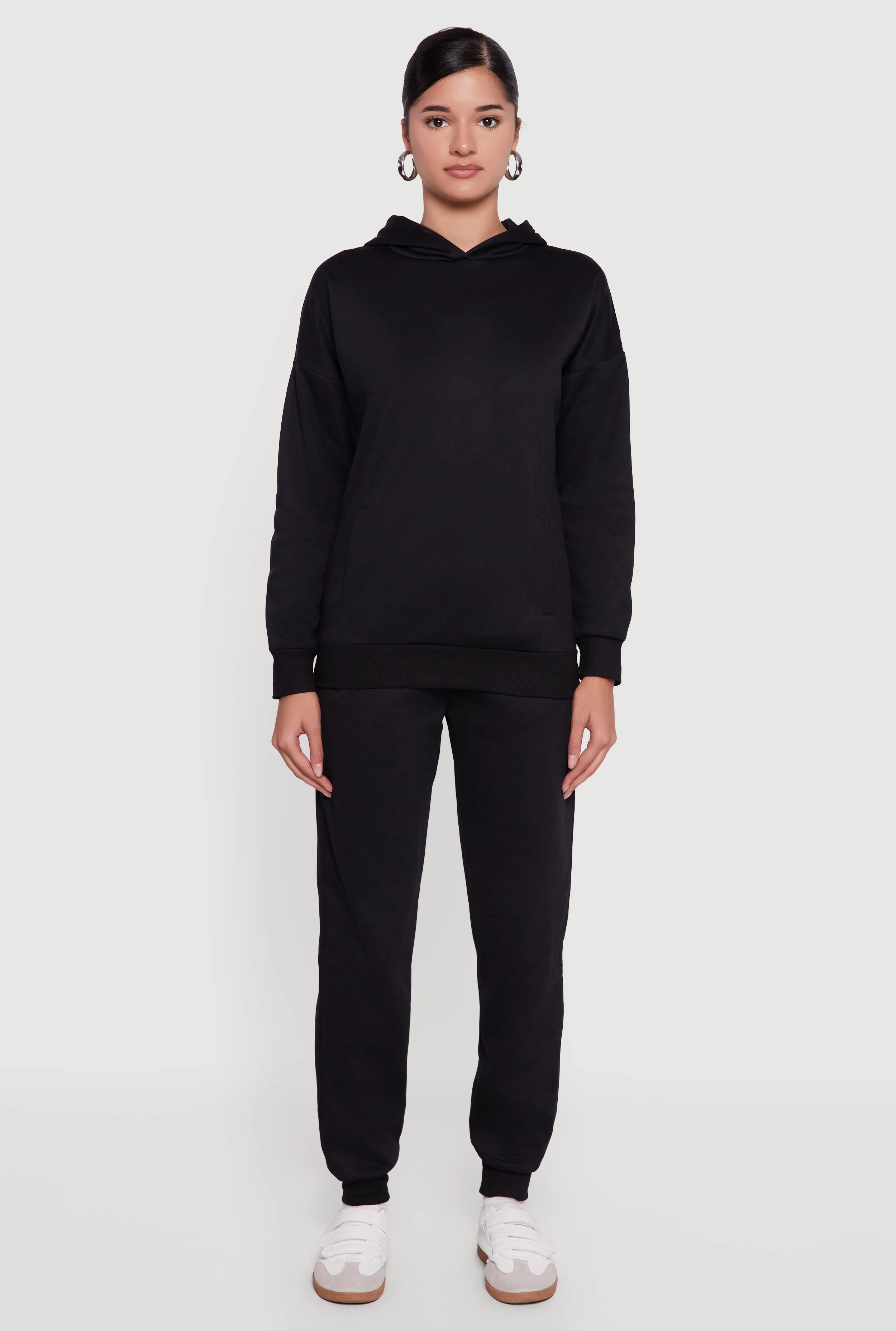 Kangaroo Pocket Long Sleeve Drop Shoulder Pullover Hoodie sold by Rainbow product image thumbnail 3