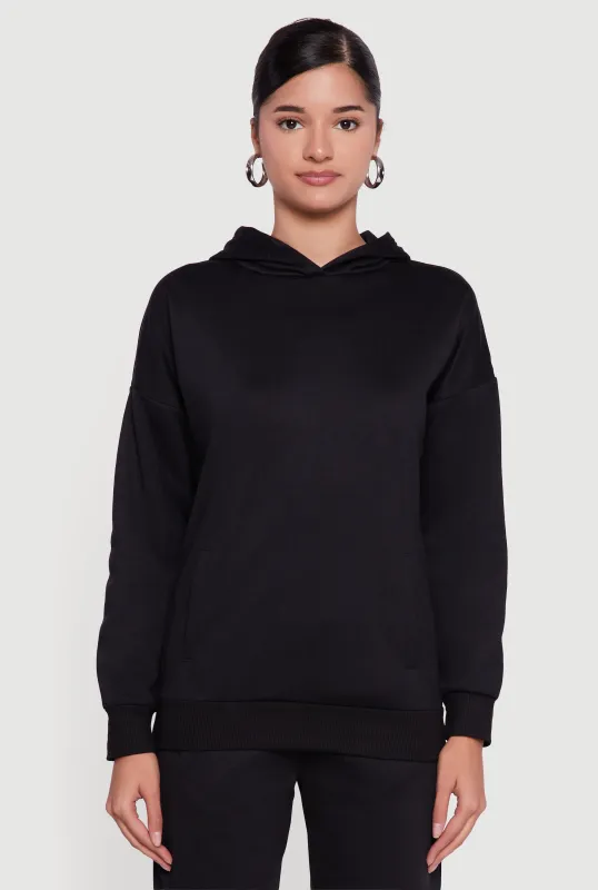 Kangaroo Pocket Long Sleeve Drop Shoulder Pullover Hoodie sold by Rainbow