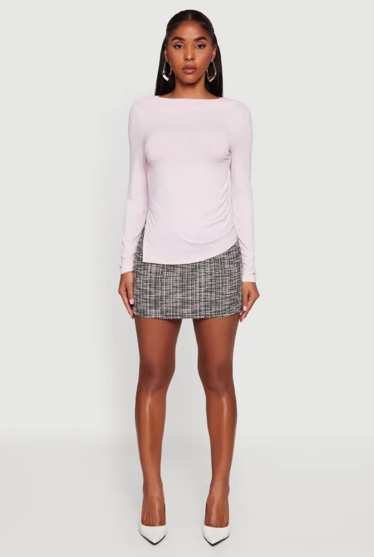 Long Sleeve Side Ruched Scoop Neck Blouse sold by Rainbow