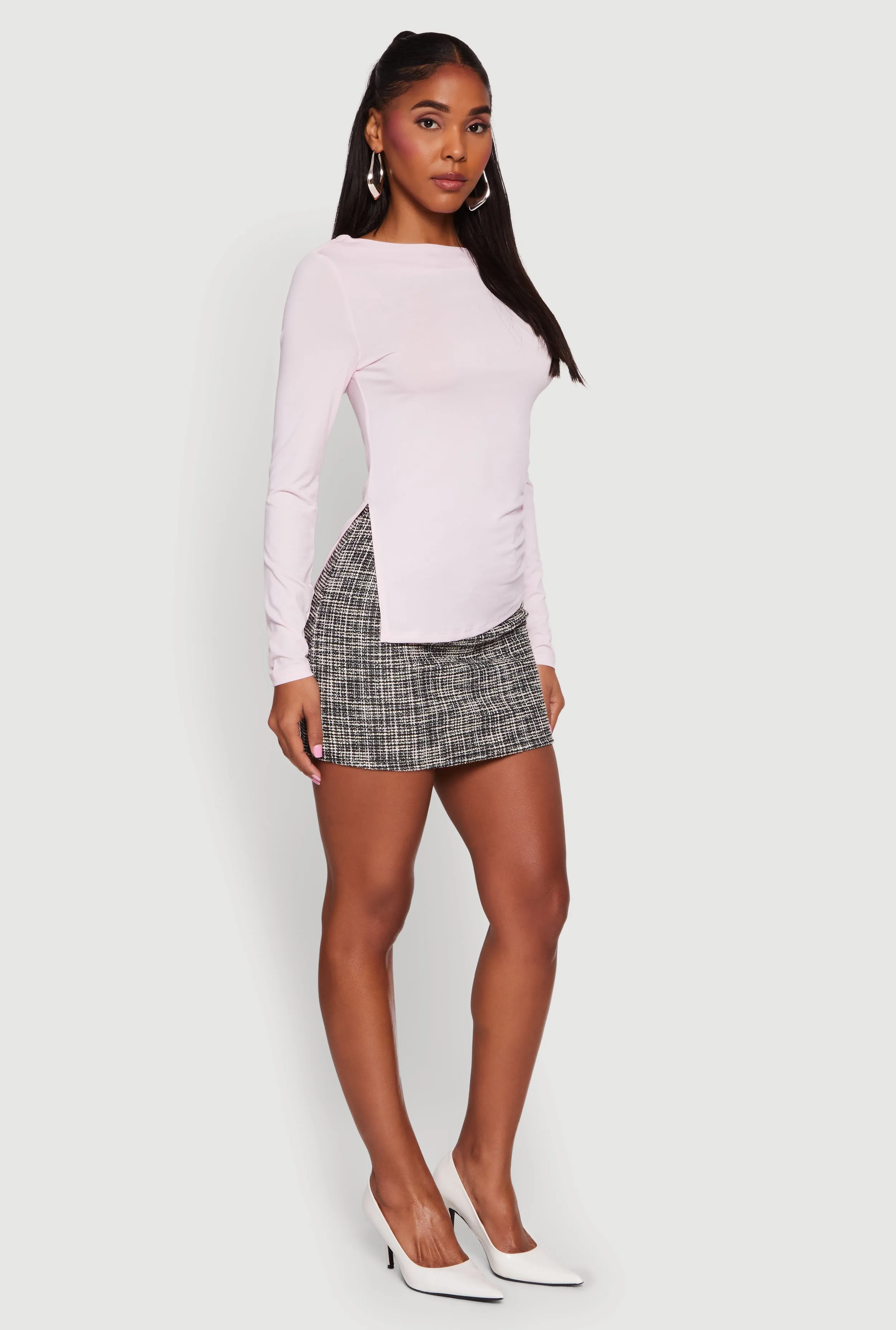 Long Sleeve Side Ruched Scoop Neck Blouse sold by Rainbow product image thumbnail 3