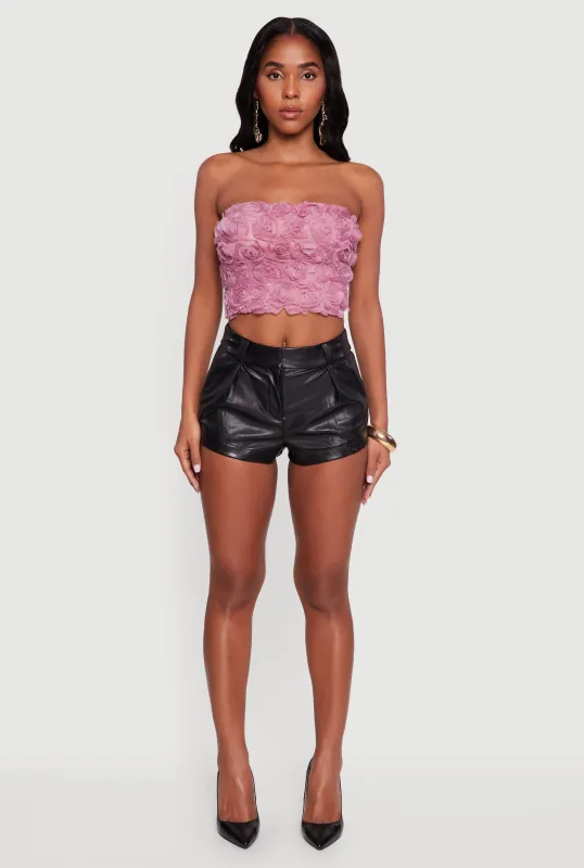 Rose Applique Cropped Tube Top sold by Rainbow