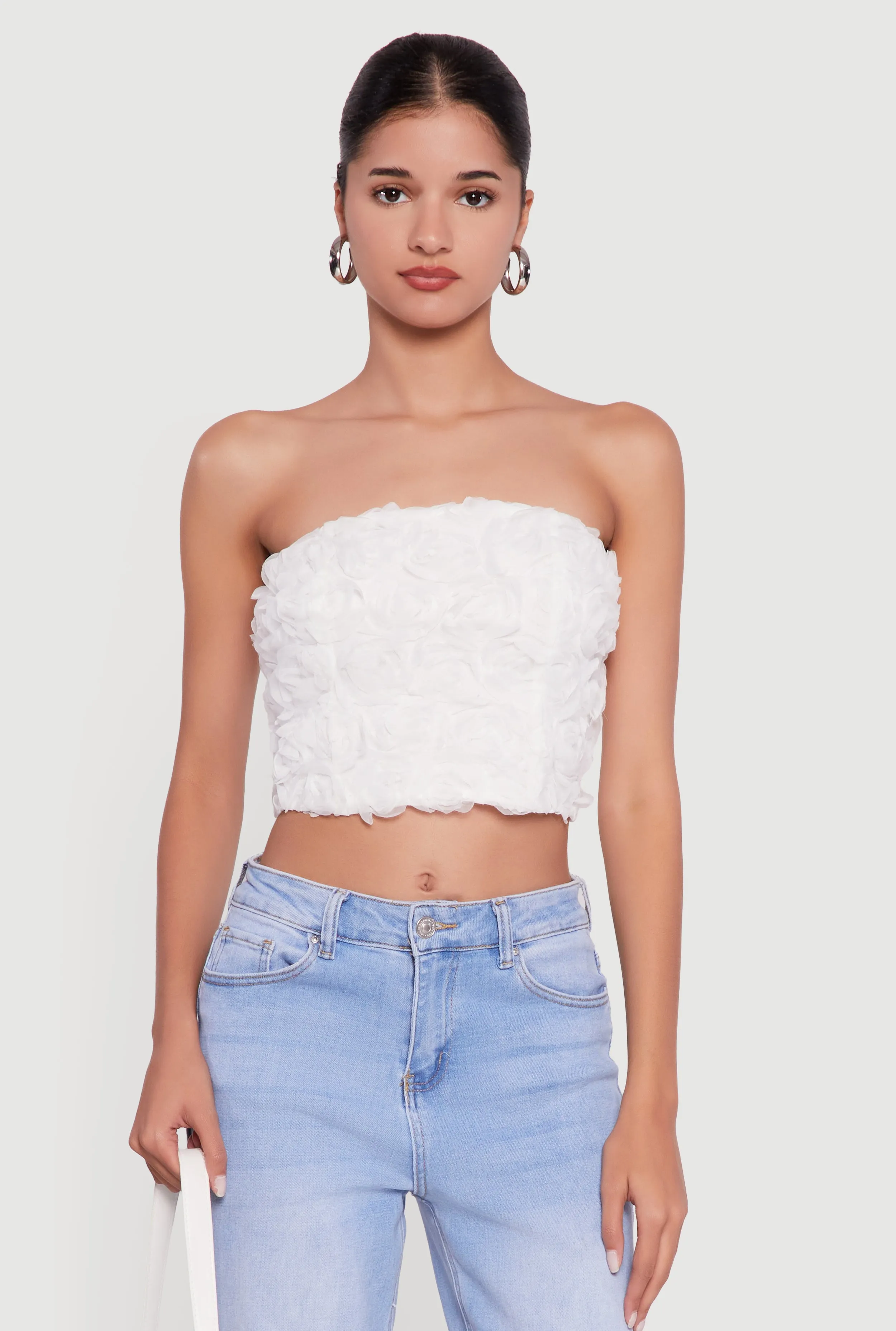 Rose Applique Cropped Tube Top sold by Rainbow product image thumbnail 2