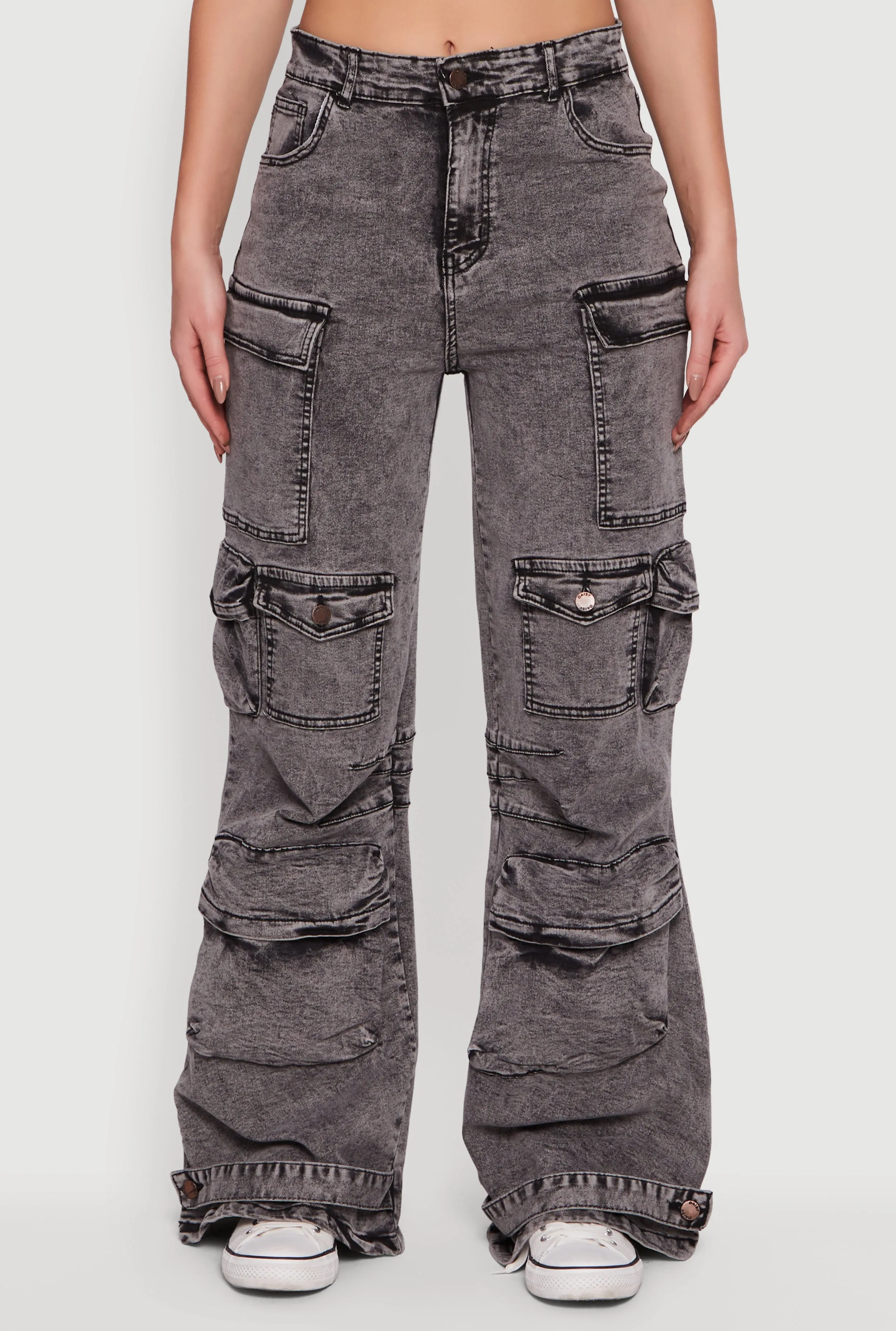 Acid Wash Flare Leg Utility Jeans sold by Rainbow product image thumbnail 5
