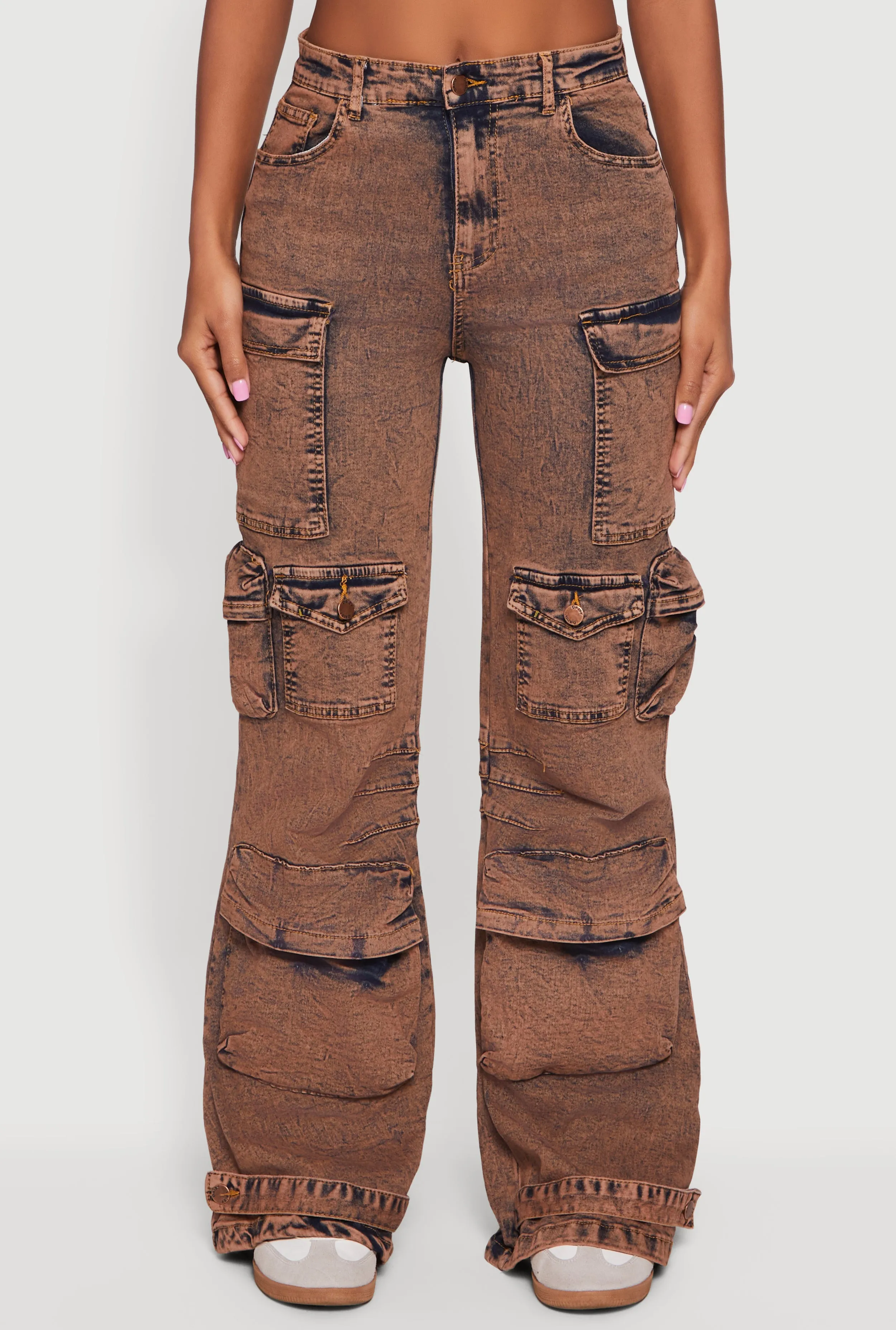 Acid Wash Flare Leg Utility Jeans sold by Rainbow product image thumbnail 5