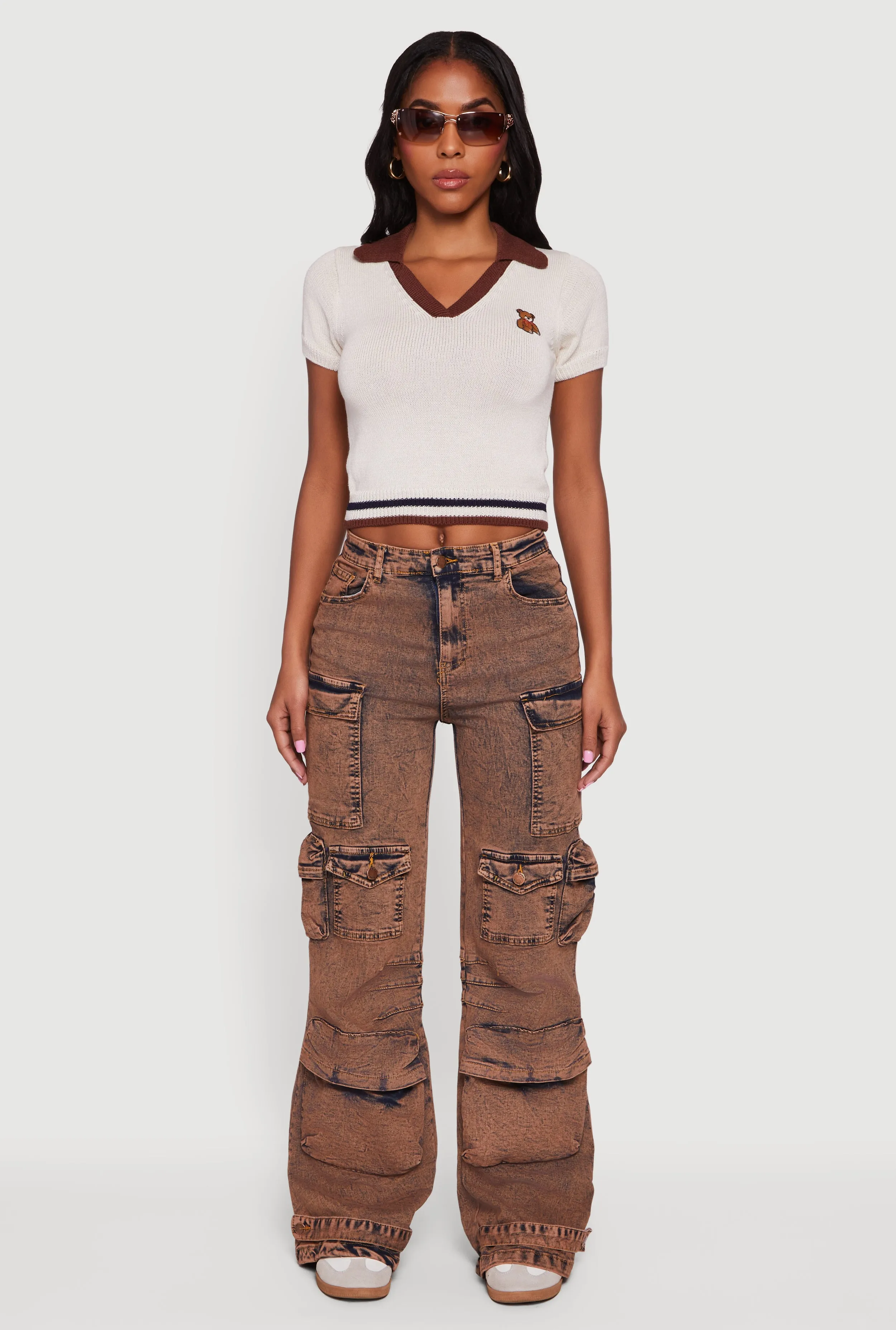 Acid Wash Flare Leg Utility Jeans sold by Rainbow product image thumbnail 2