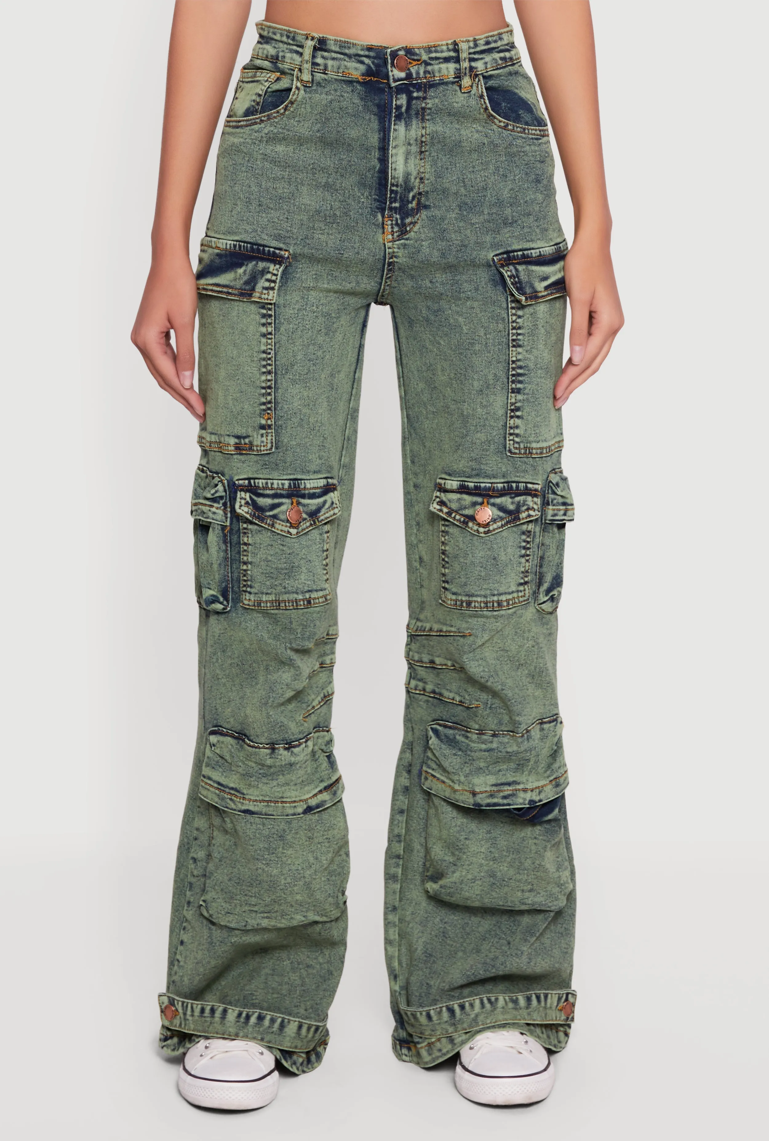 Acid Wash Flare Leg Utility Jeans sold by Rainbow product image thumbnail 5