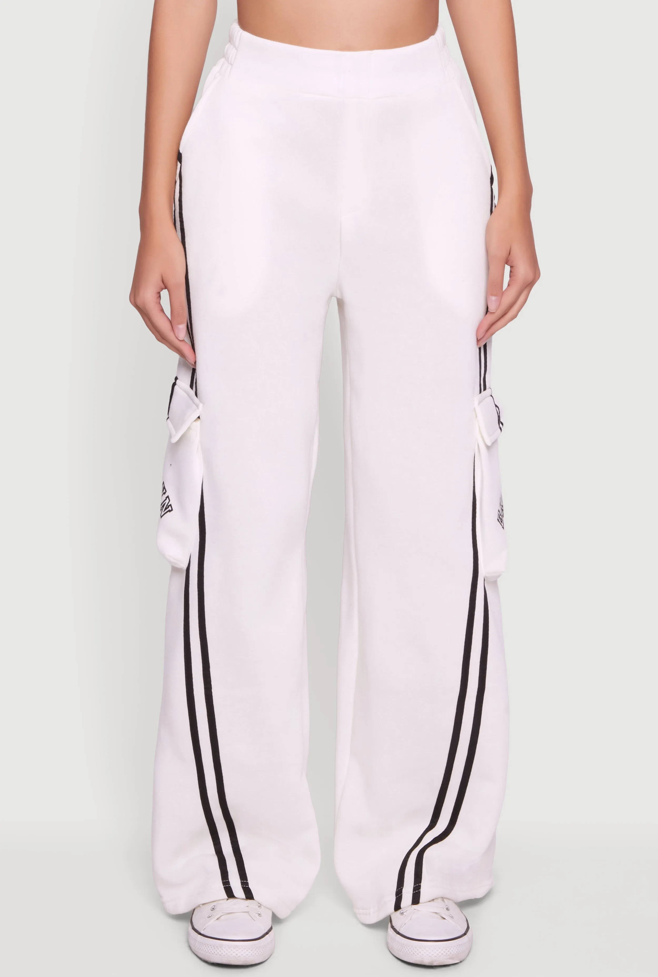 Brooklyn 83 Graphic Varsity Stripe Cargo Sweatpants sold by Rainbow product image thumbnail 5