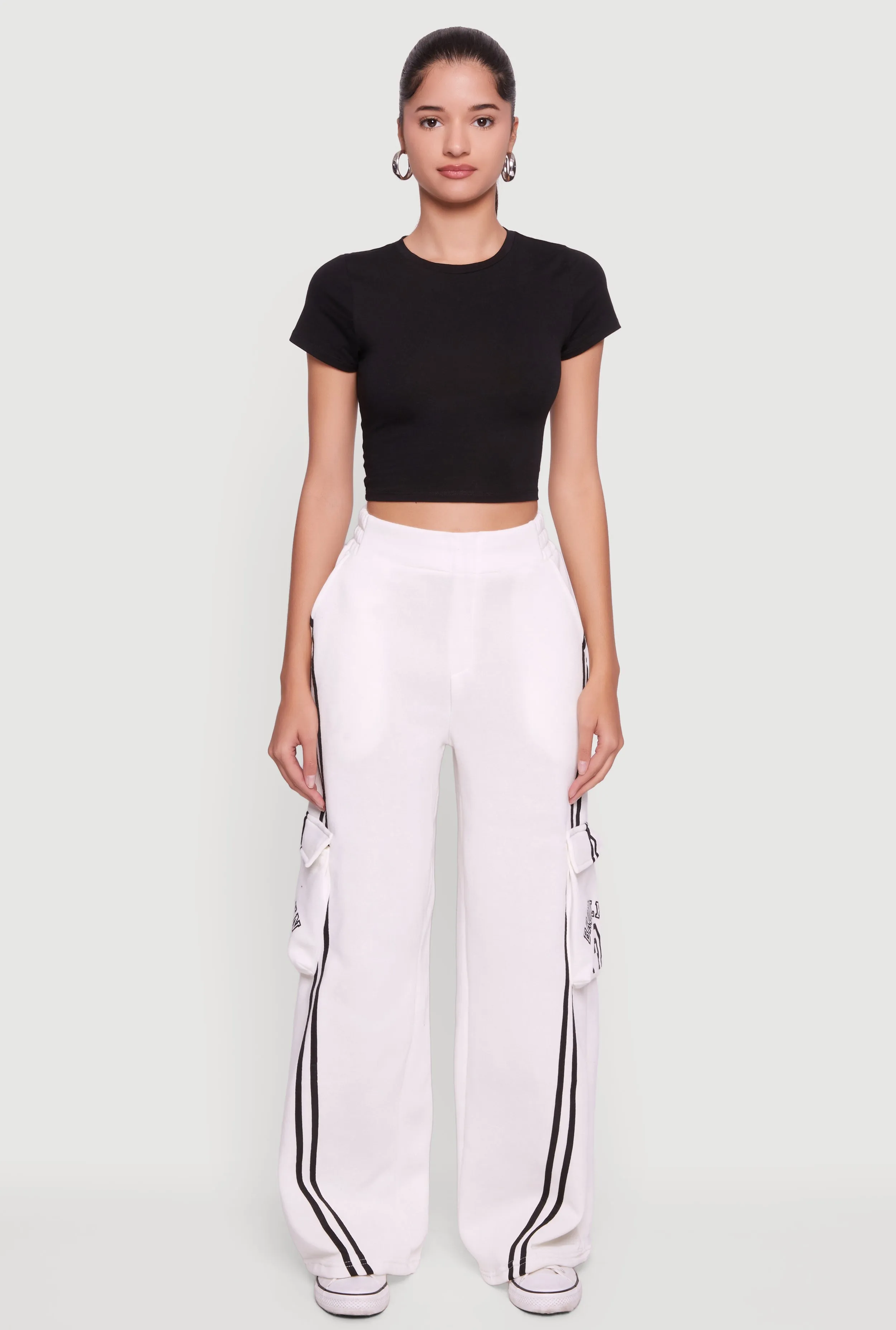 Brooklyn 83 Graphic Varsity Stripe Cargo Sweatpants sold by Rainbow product image thumbnail 2