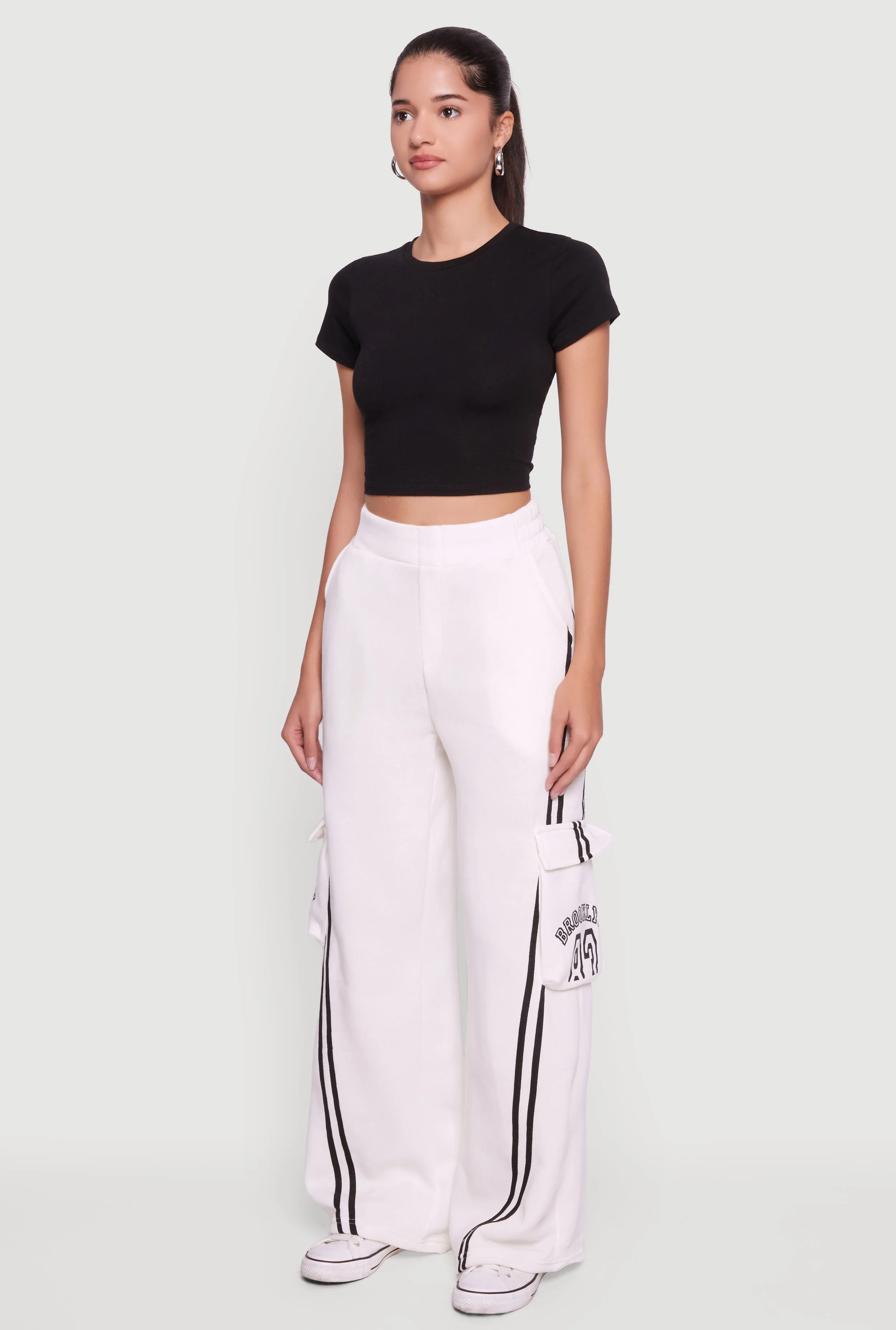 Brooklyn 83 Graphic Varsity Stripe Cargo Sweatpants sold by Rainbow product image thumbnail 3