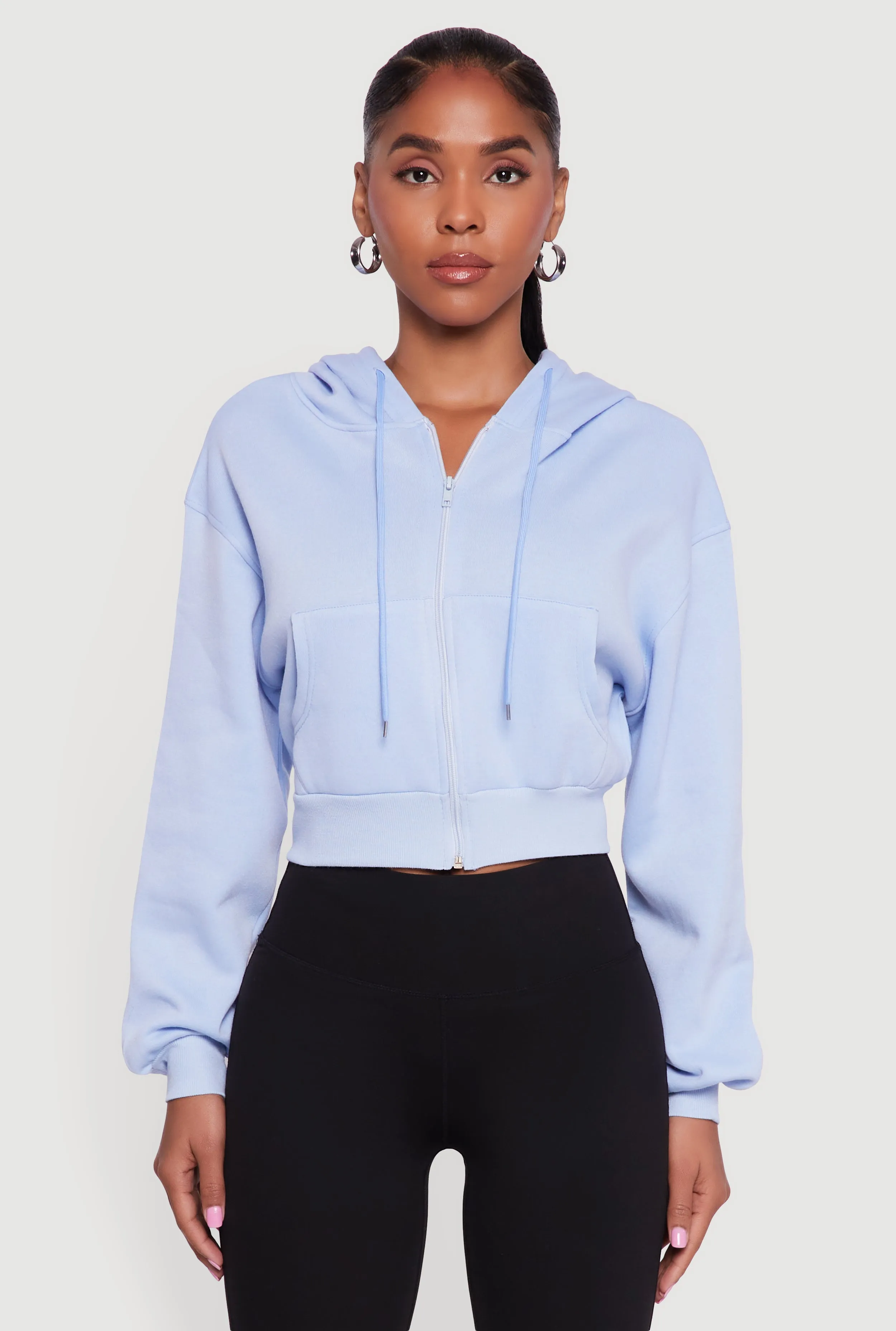 Cropped Zip Front Hooded Sweatshirt sold by Rainbow product image thumbnail 2