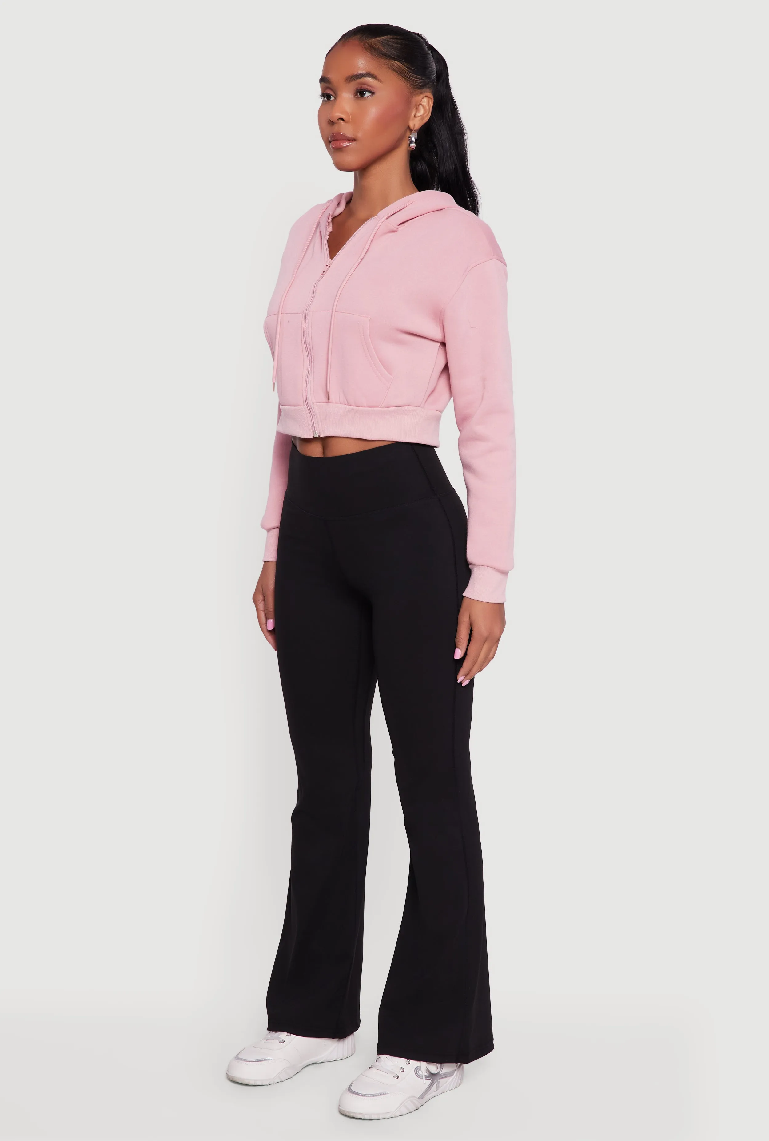 Cropped Zip Front Hooded Sweatshirt sold by Rainbow product image thumbnail 5