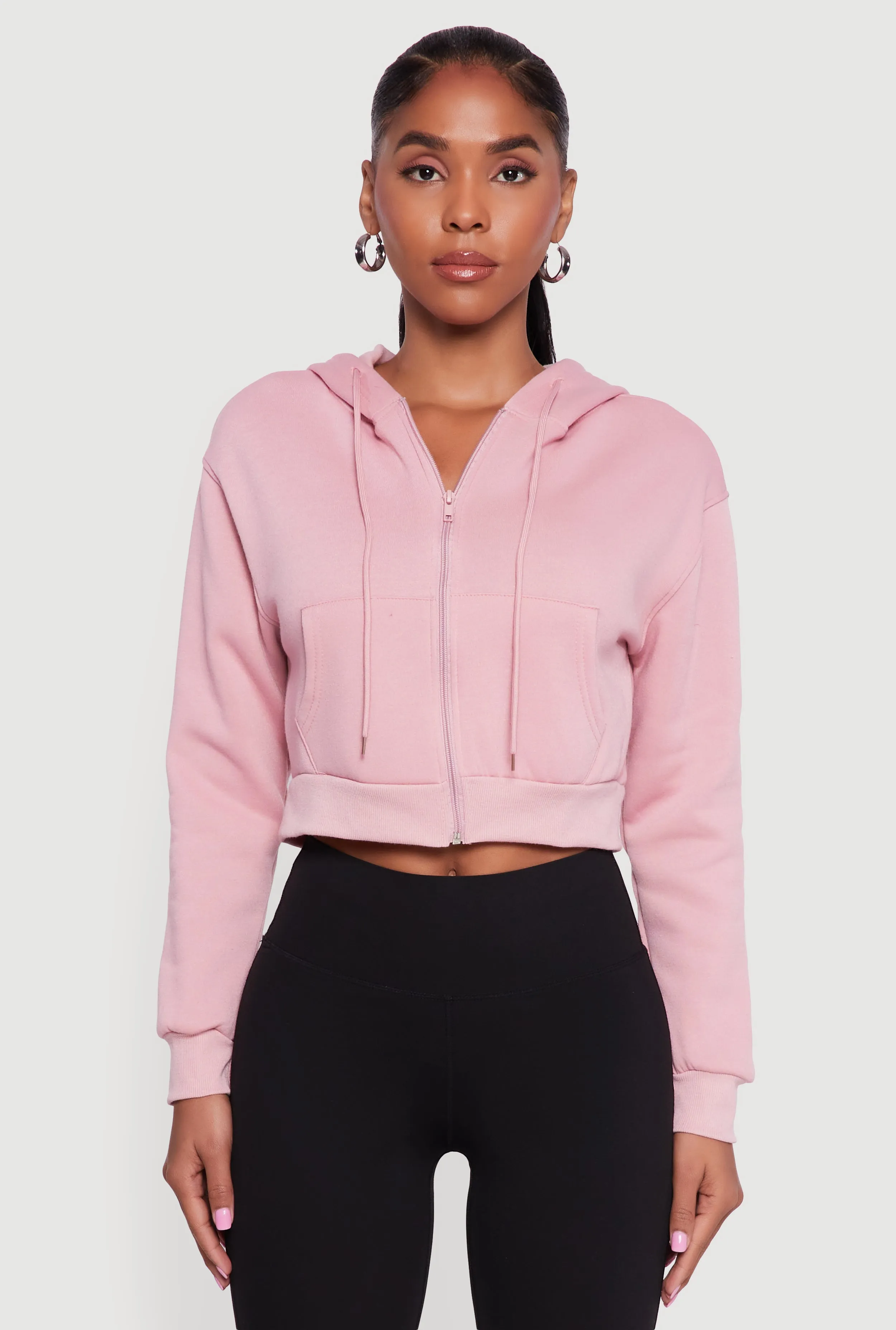 Cropped Zip Front Hooded Sweatshirt sold by Rainbow product image thumbnail 2