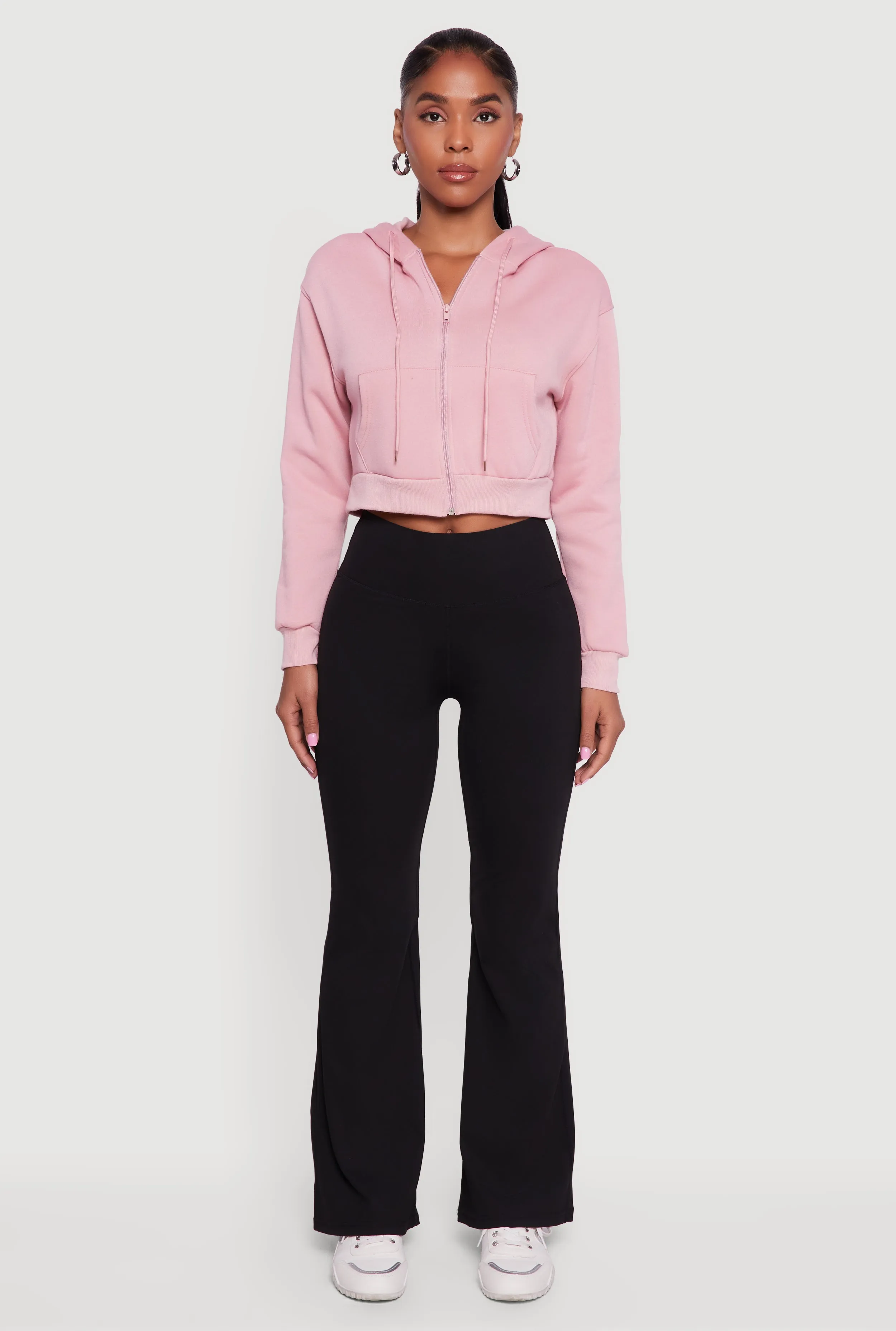 Cropped Zip Front Hooded Sweatshirt sold by Rainbow product image thumbnail 3