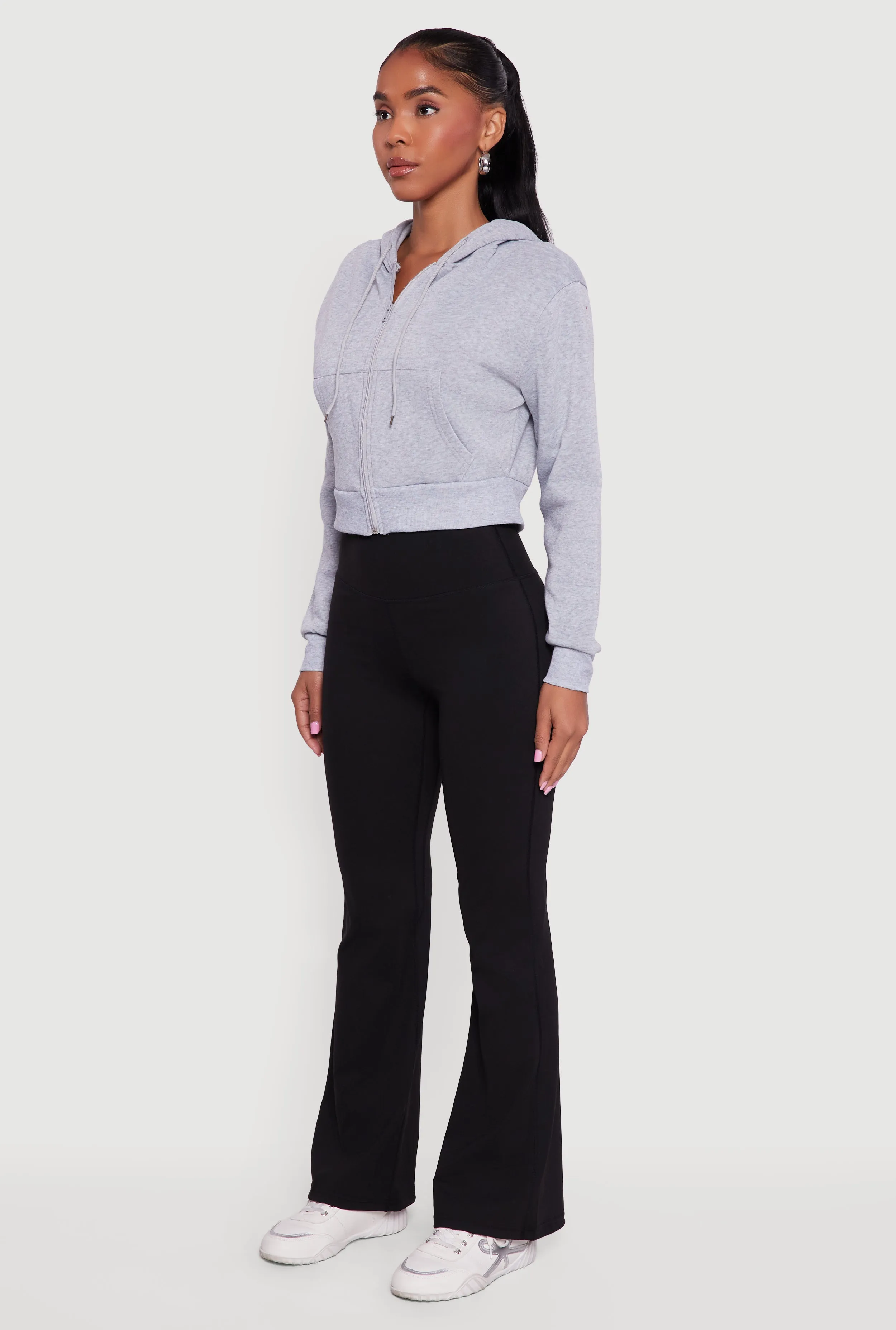 Cropped Zip Front Hooded Sweatshirt sold by Rainbow product image thumbnail 5