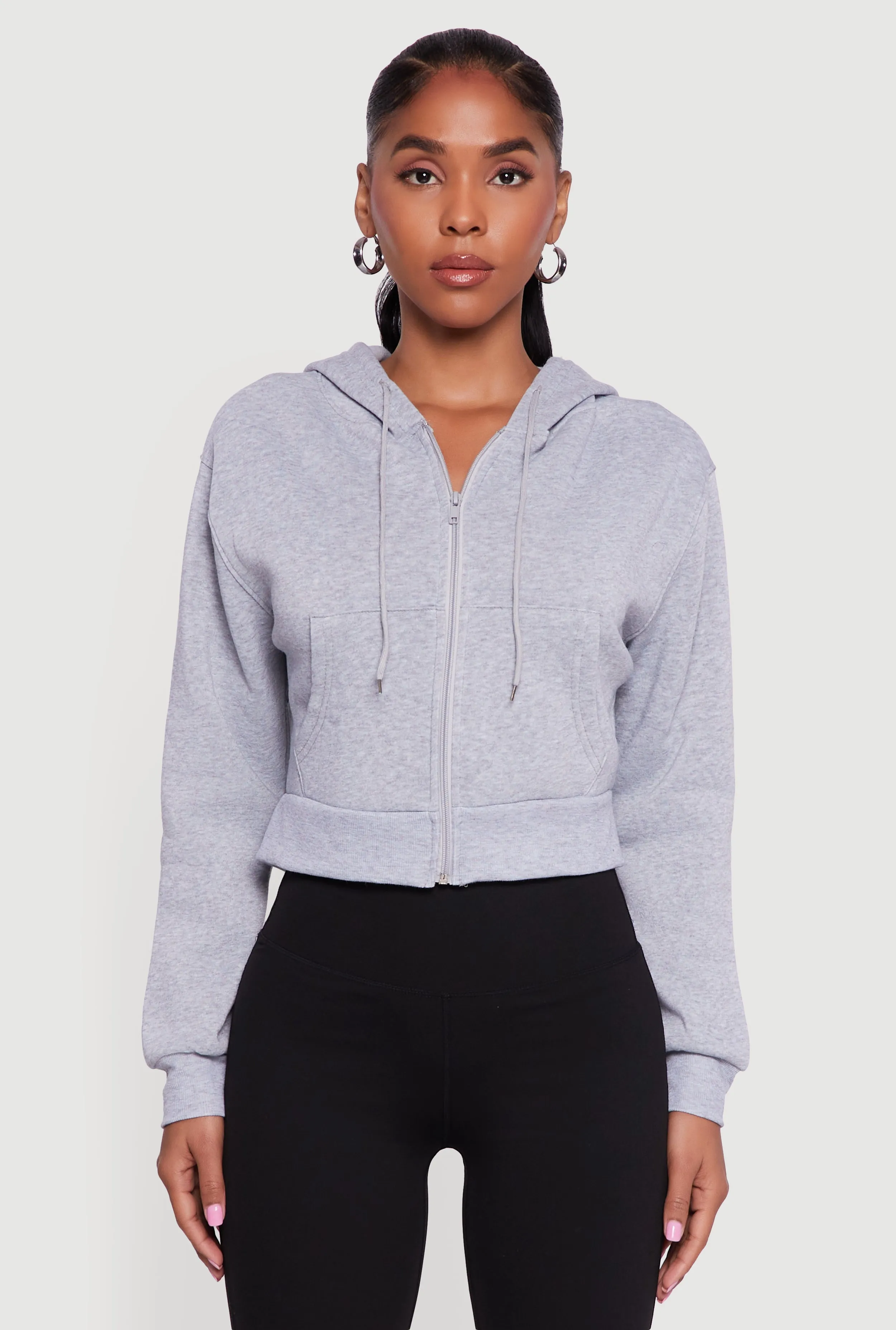 Cropped Zip Front Hooded Sweatshirt sold by Rainbow product image thumbnail 2