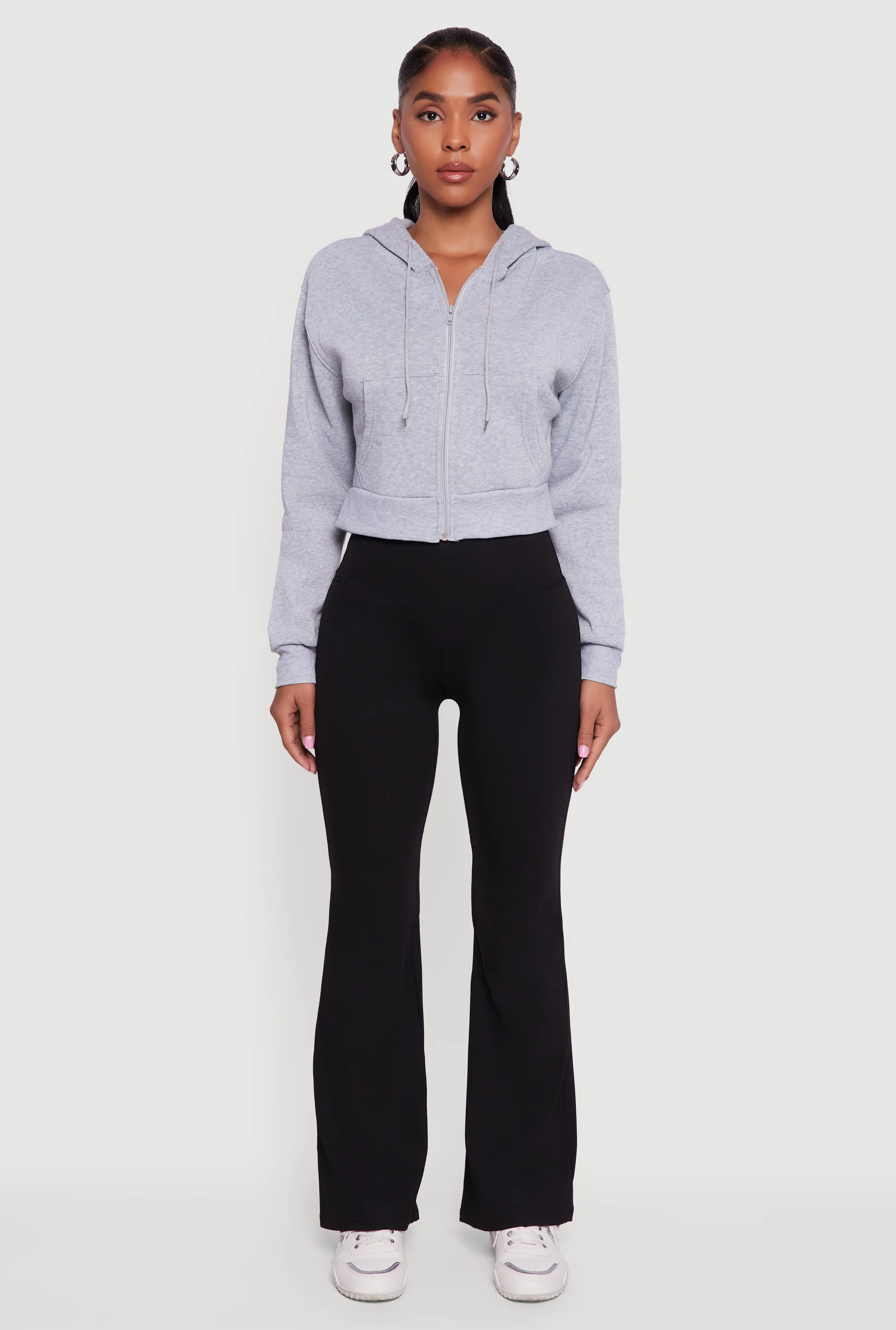 Cropped Zip Front Hooded Sweatshirt sold by Rainbow product image thumbnail 3