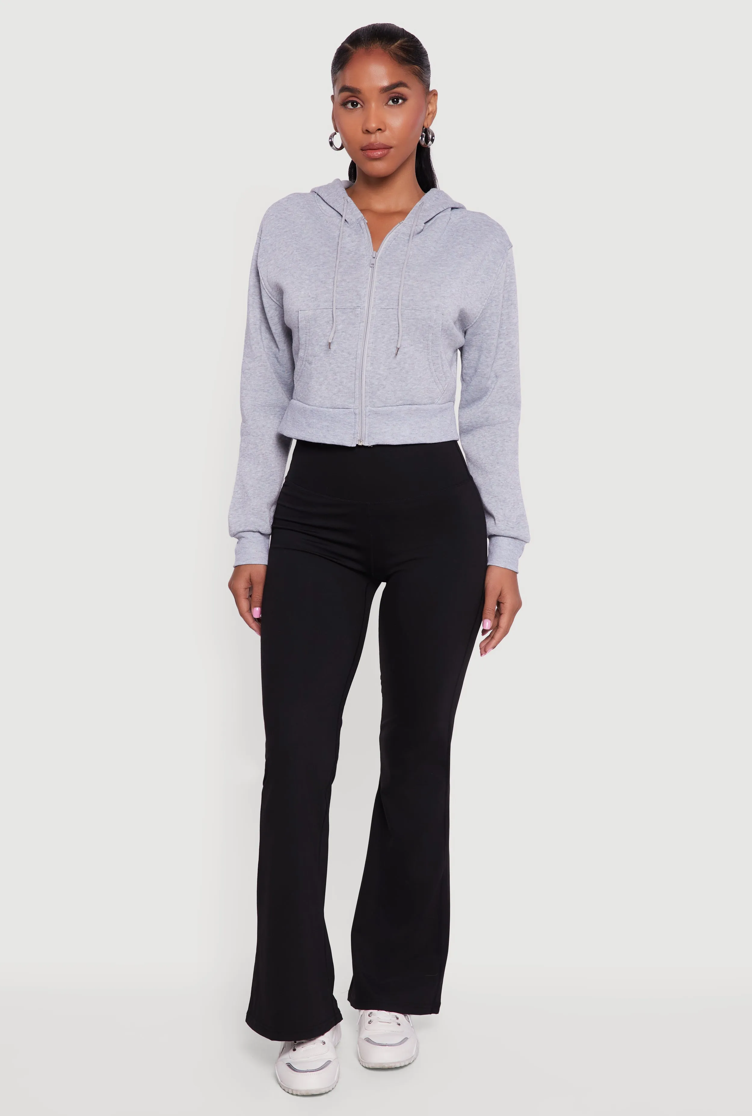 Cropped Zip Front Hooded Sweatshirt sold by Rainbow