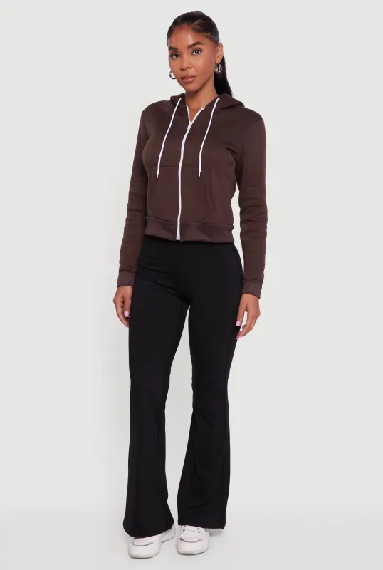 Contrast Zip Front Drawstring Hoodie sold by Rainbow