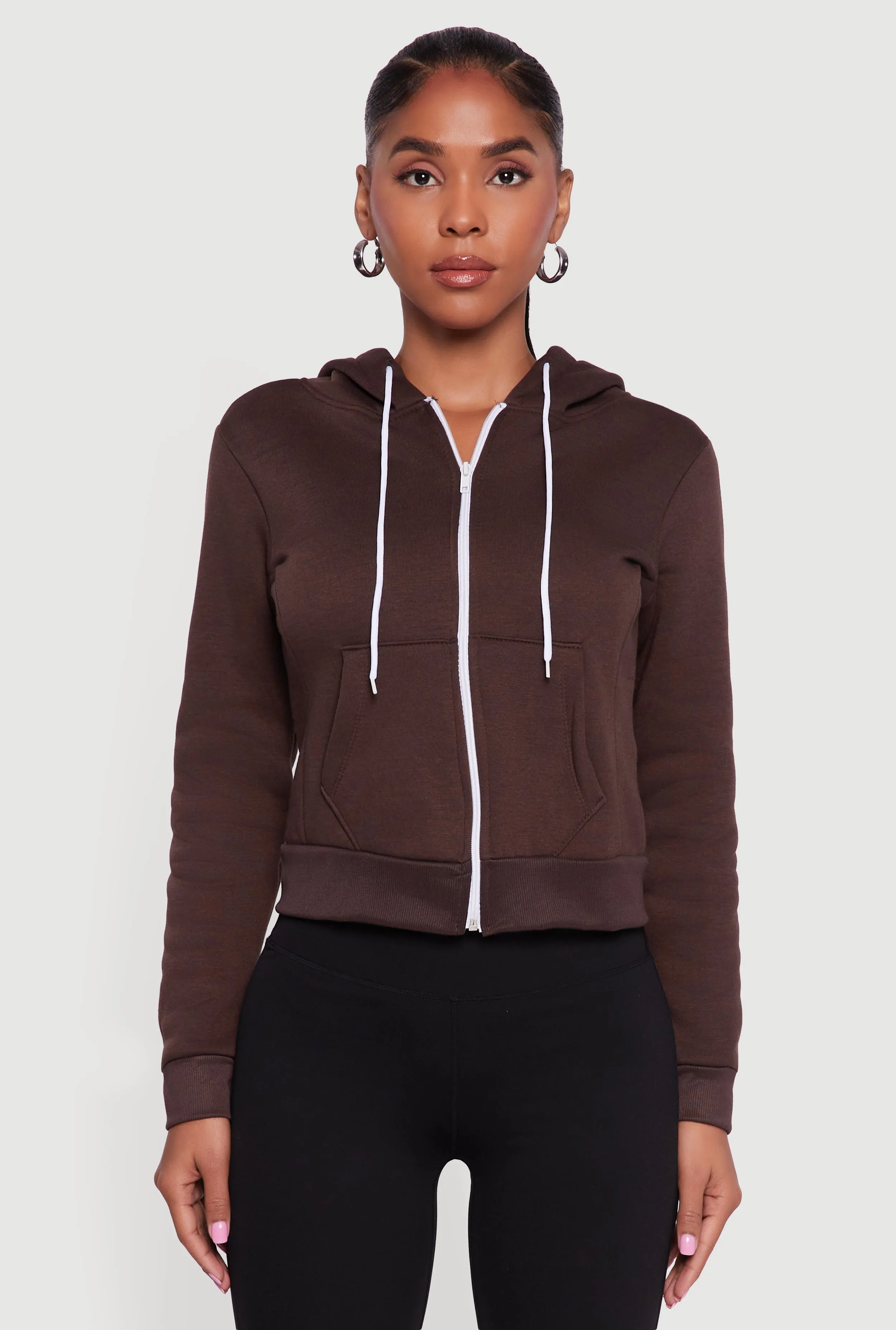 Contrast Zip Front Drawstring Hoodie sold by Rainbow product image thumbnail 2