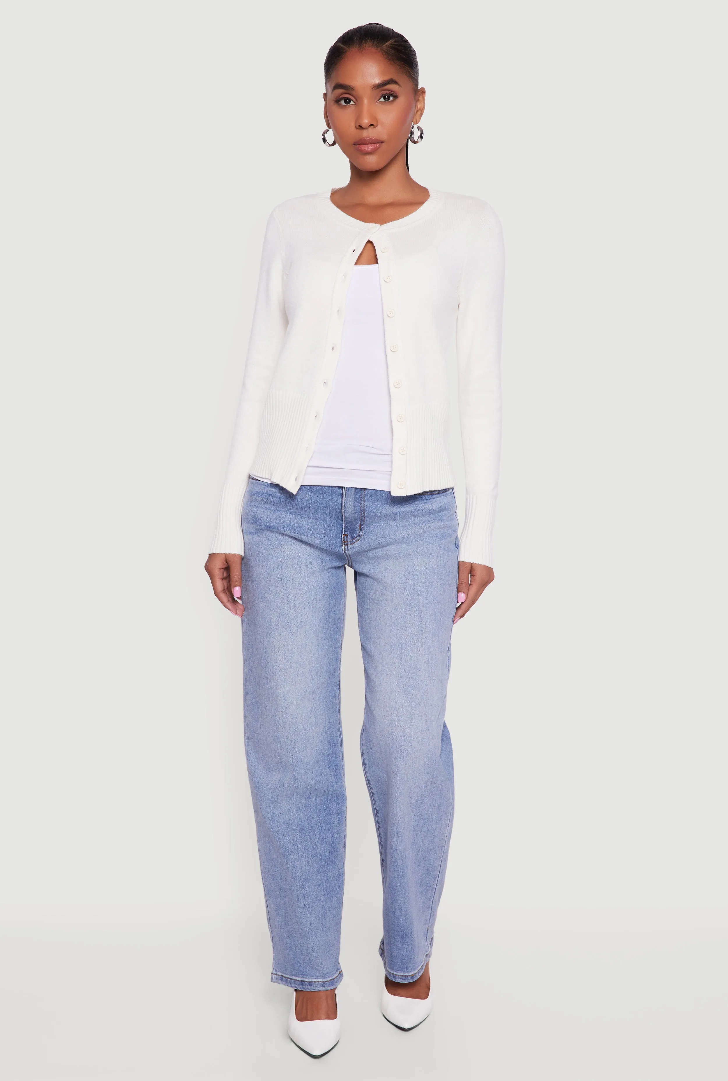 Rib Knit Button Front Cardigan sold by Rainbow product image thumbnail 3