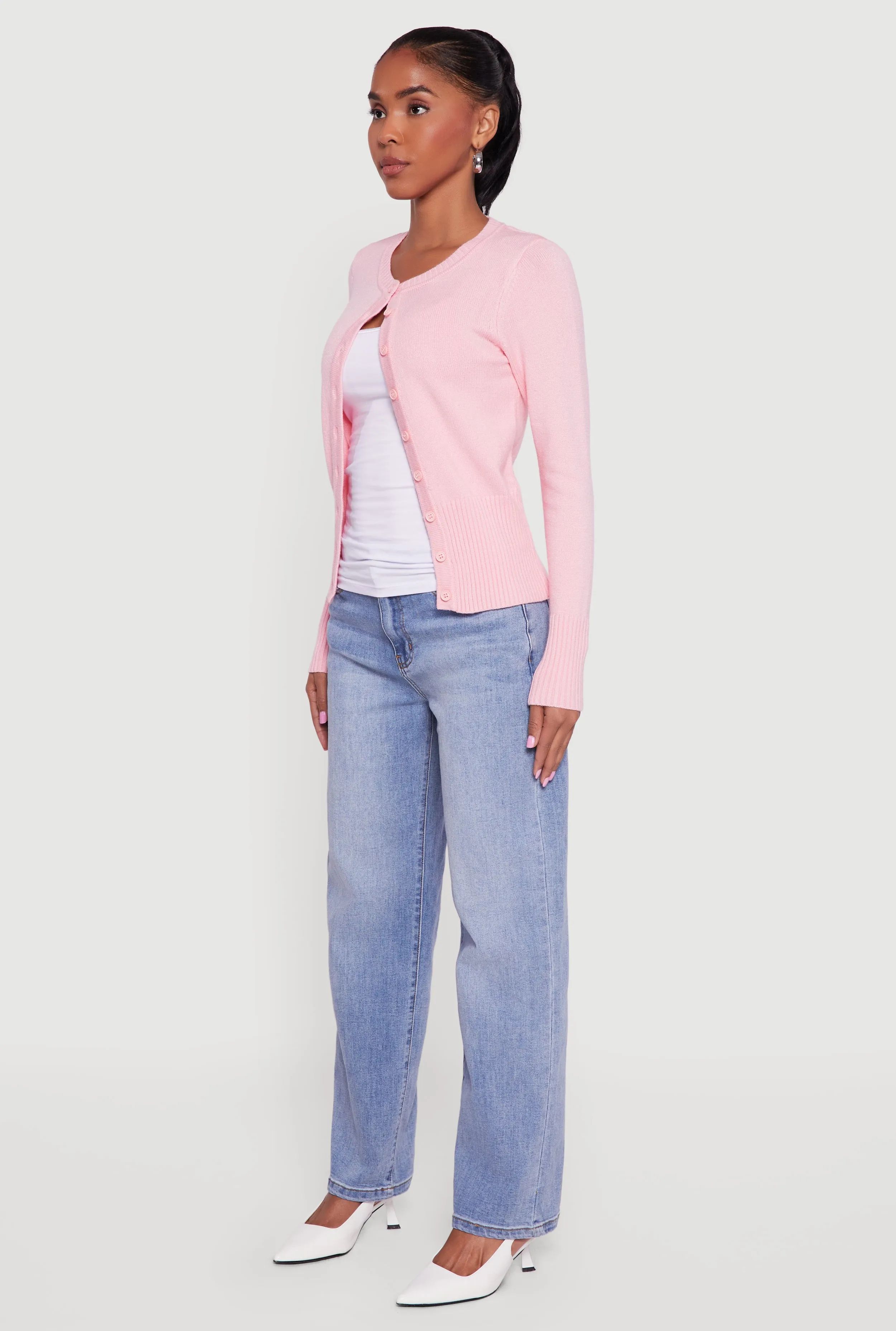 Rib Knit Button Front Cardigan sold by Rainbow product image thumbnail 5